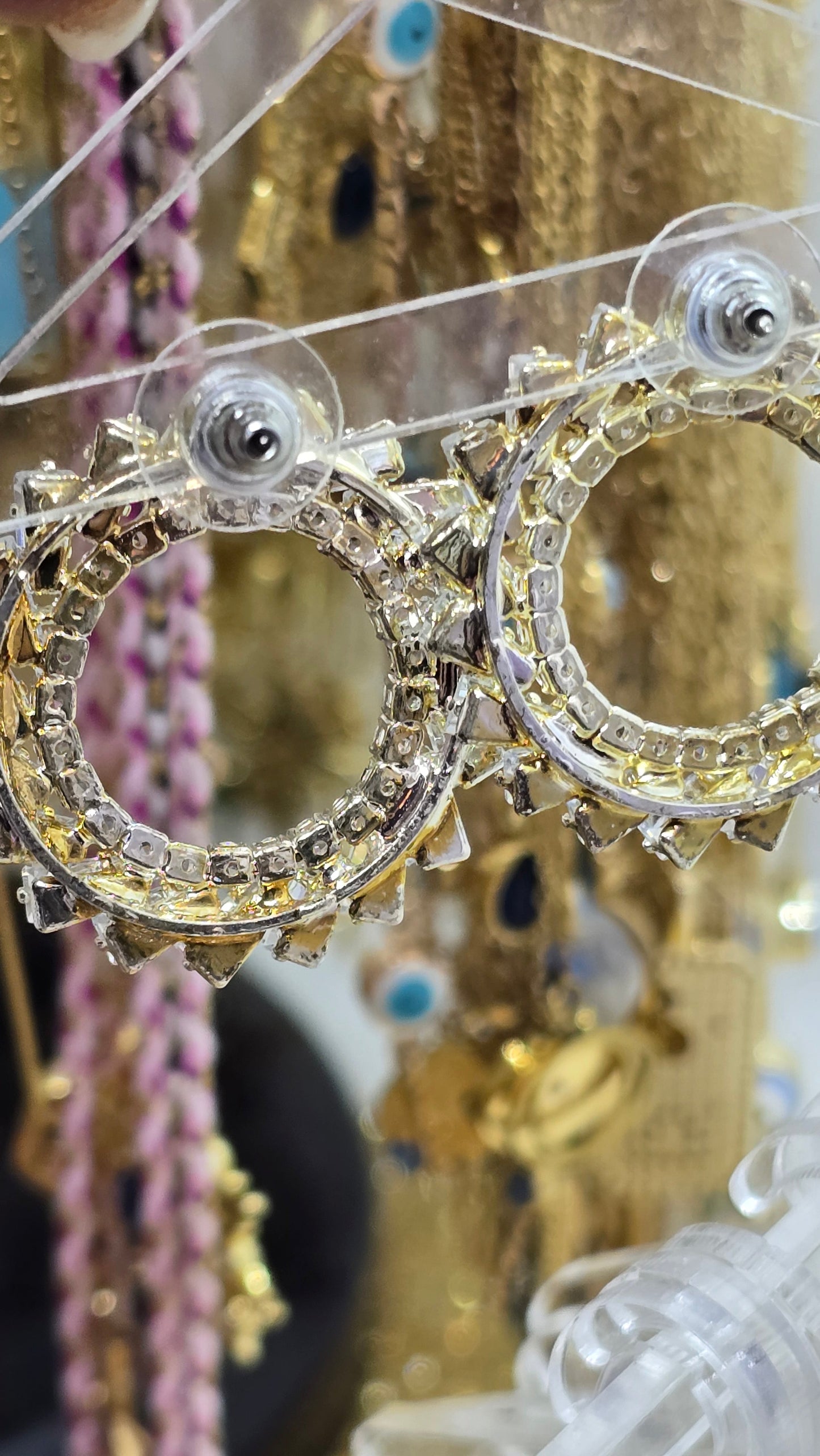 Kreisohrringe mit Kristallsteinen - Hochzeitsschmuck