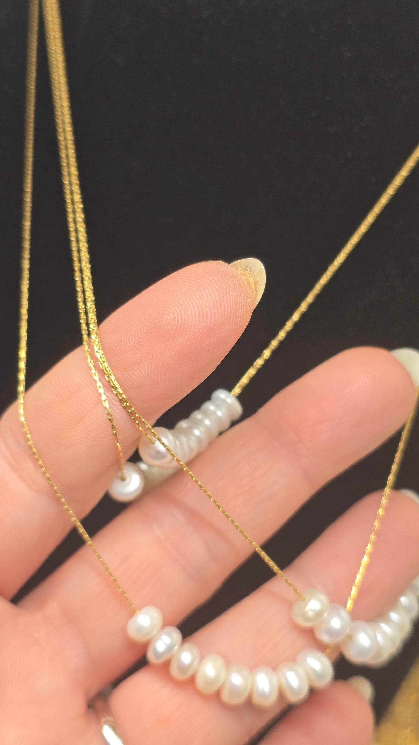 18K Gold Plated Pearl Necklace for Women - Delicate Freshwater Pearl Necklace 40+6cm