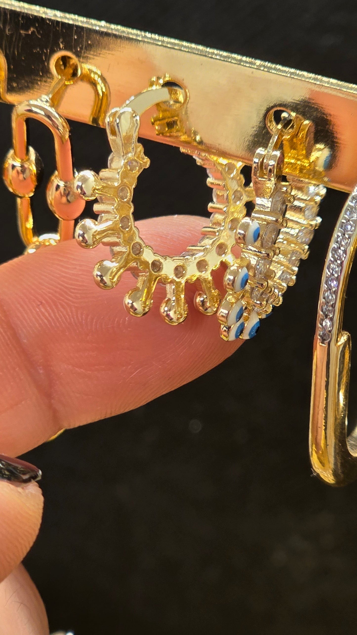 Evil eye earrings - Gold plated with Zirconia