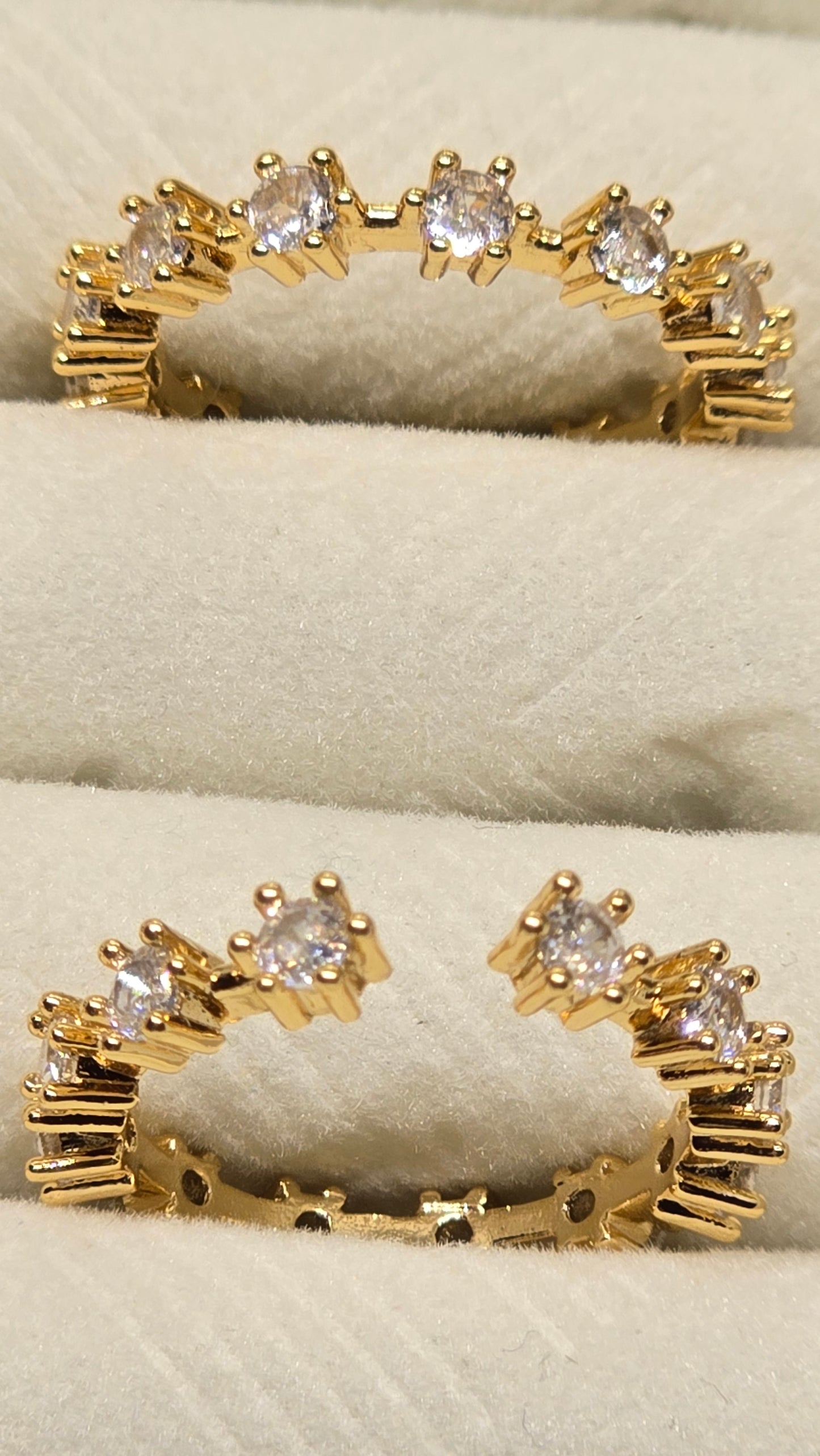 Verstellbarer Pave Zirkonia Ring 18k Vergoldet | Elegant, Steinbesetzt