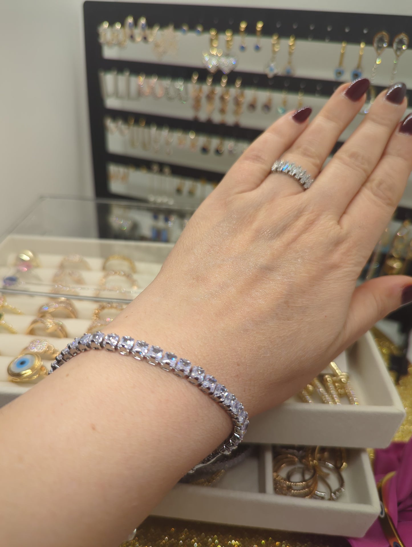 Baguette Tennis Choker Armreif Armband ideal für Geschenk gift for her