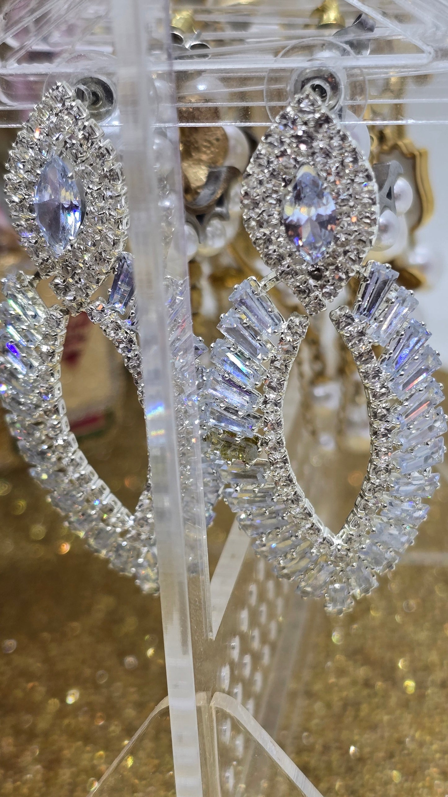 Teardrop Earrings with Zirconia Stones - Wedding Jewelry - Bridesmaid Jewelry