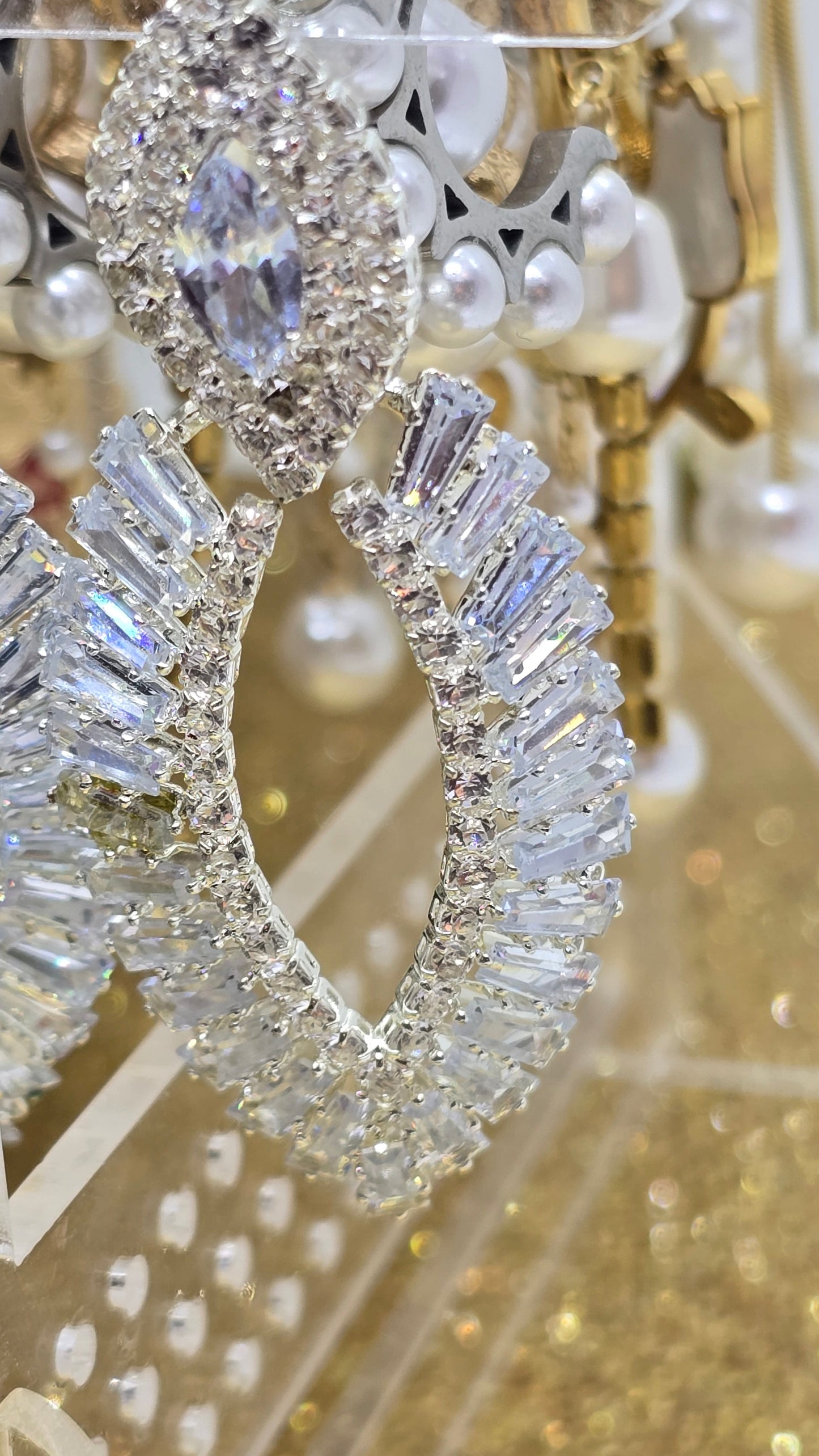 Teardrop Earrings with Zirconia Stones - Wedding Jewelry - Bridesmaid Jewelry