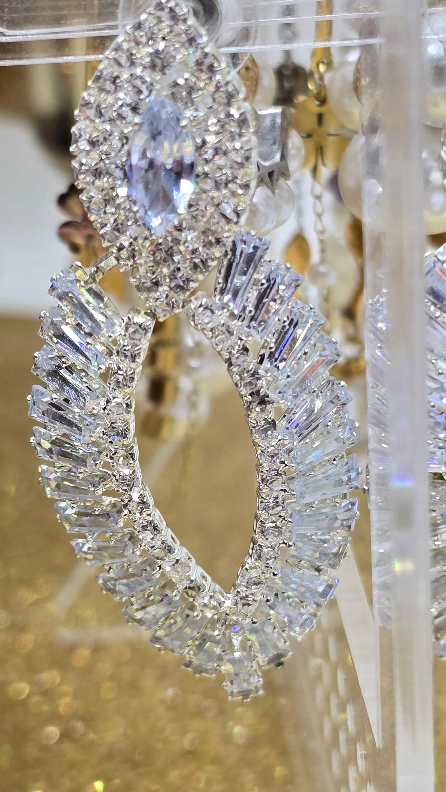 Teardrop Earrings with Zirconia Stones - Wedding Jewelry - Bridesmaid Jewelry