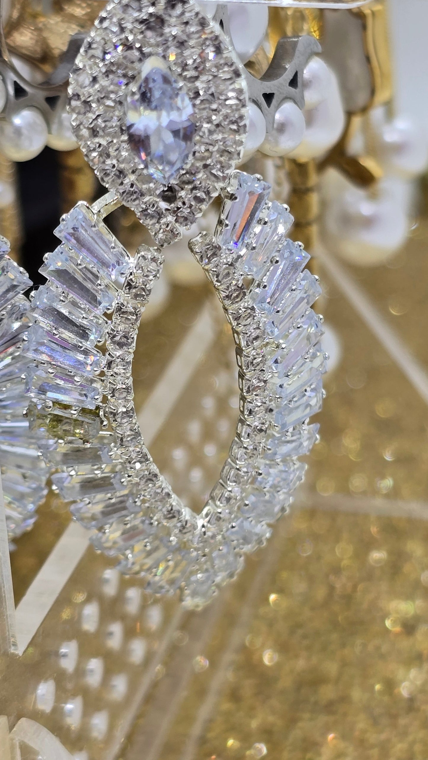 Teardrop Earrings with Zirconia Stones - Wedding Jewelry - Bridesmaid Jewelry