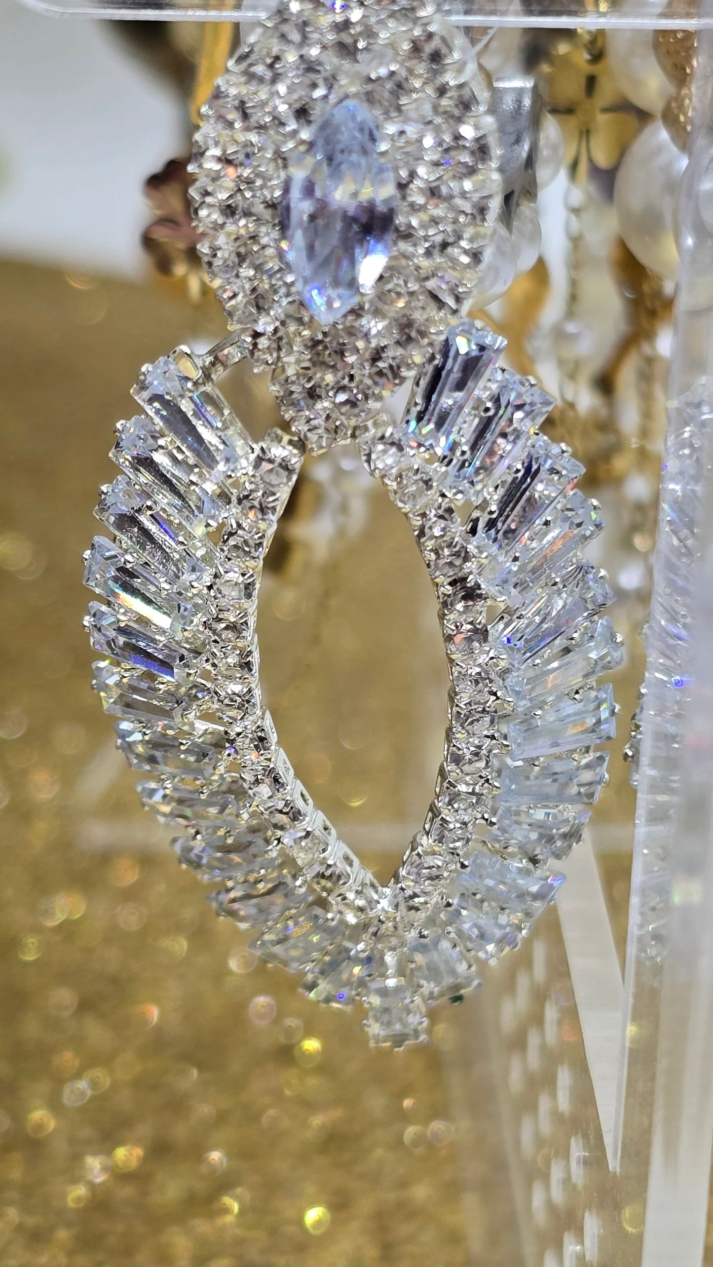 Teardrop Earrings with Zirconia Stones - Wedding Jewelry - Bridesmaid Jewelry