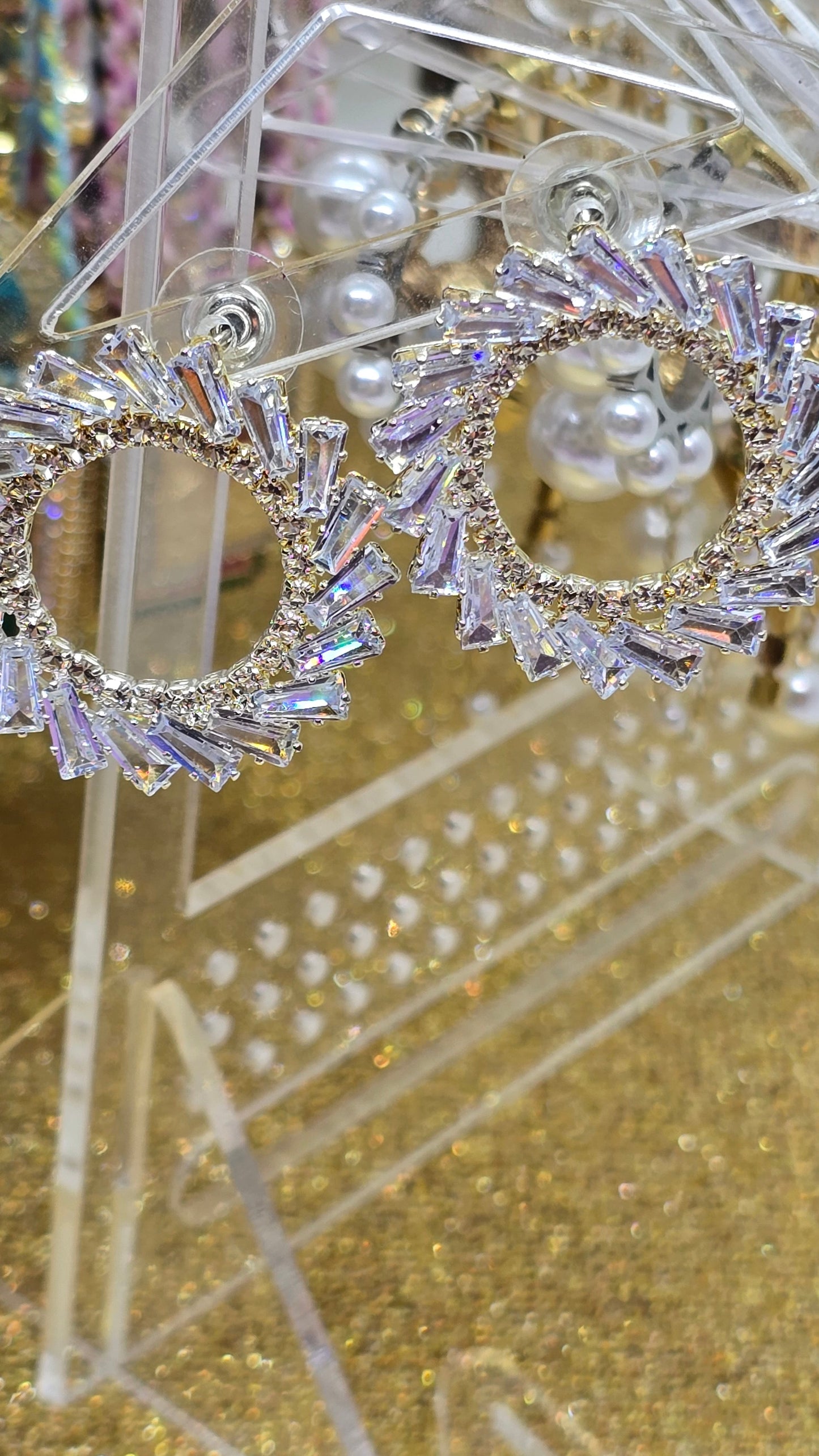 Kreisohrringe mit Kristallsteinen - Hochzeitsschmuck