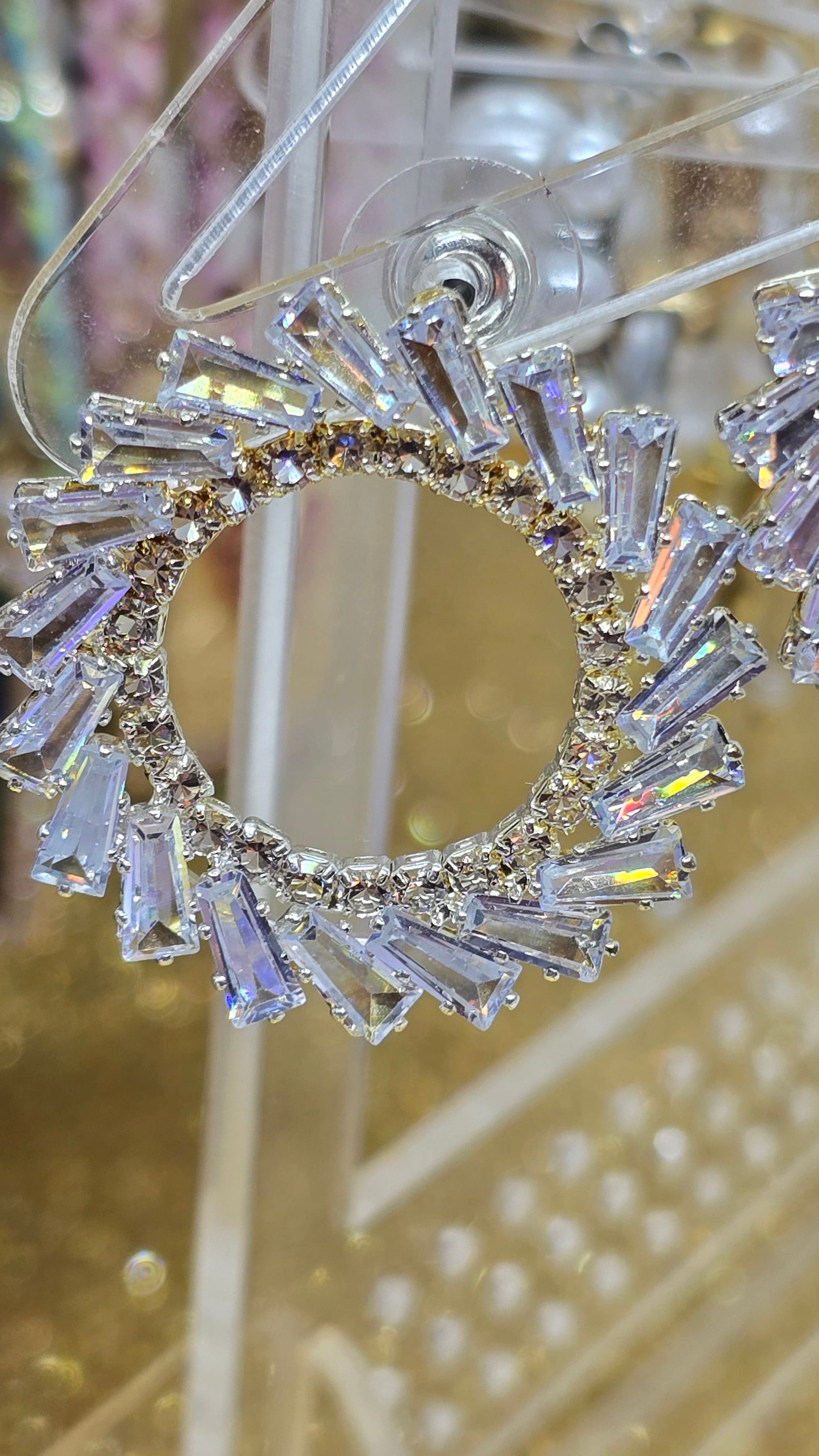 Kreisohrringe mit Kristallsteinen - Hochzeitsschmuck