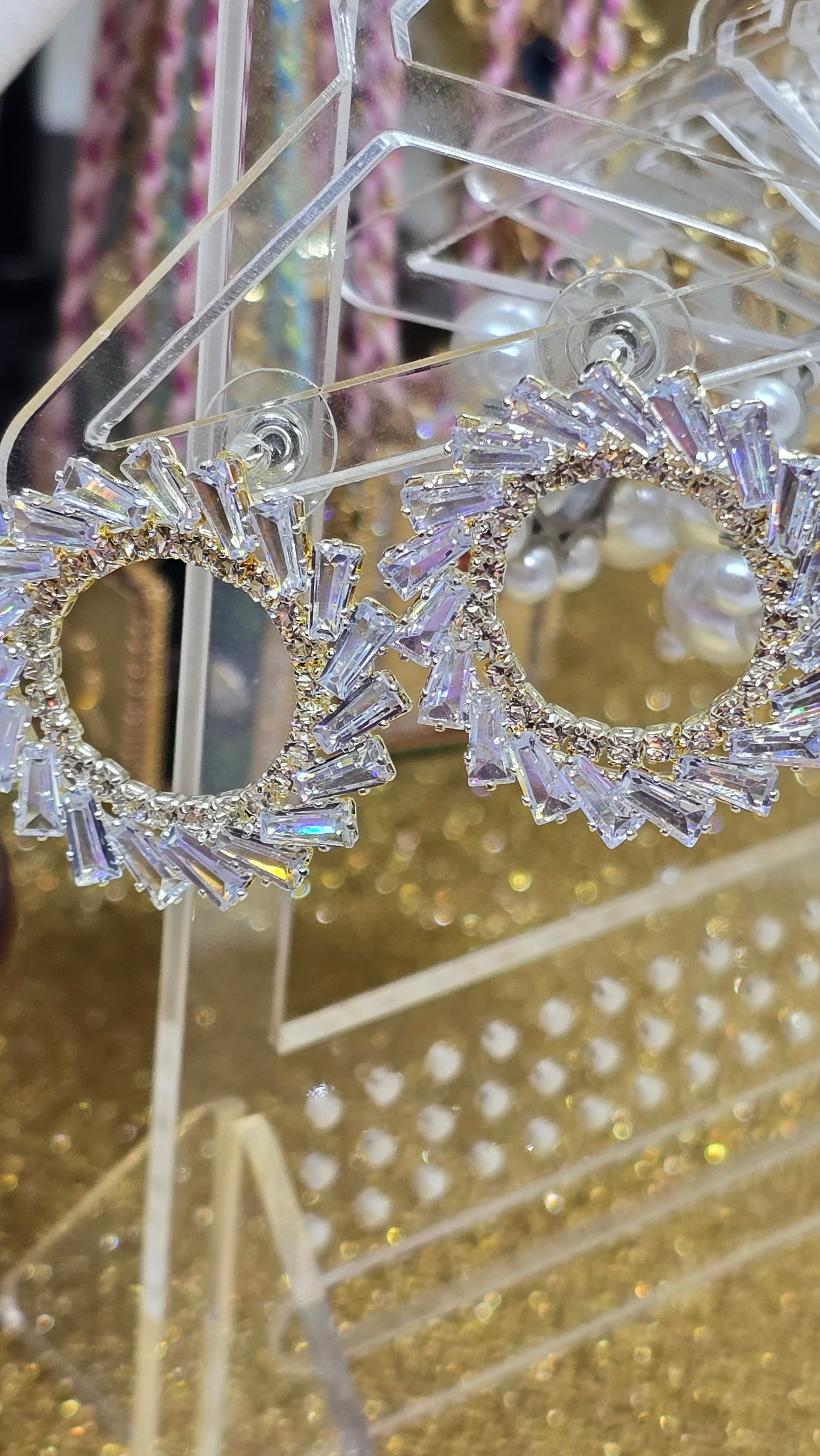 Kreisohrringe mit Kristallsteinen - Hochzeitsschmuck