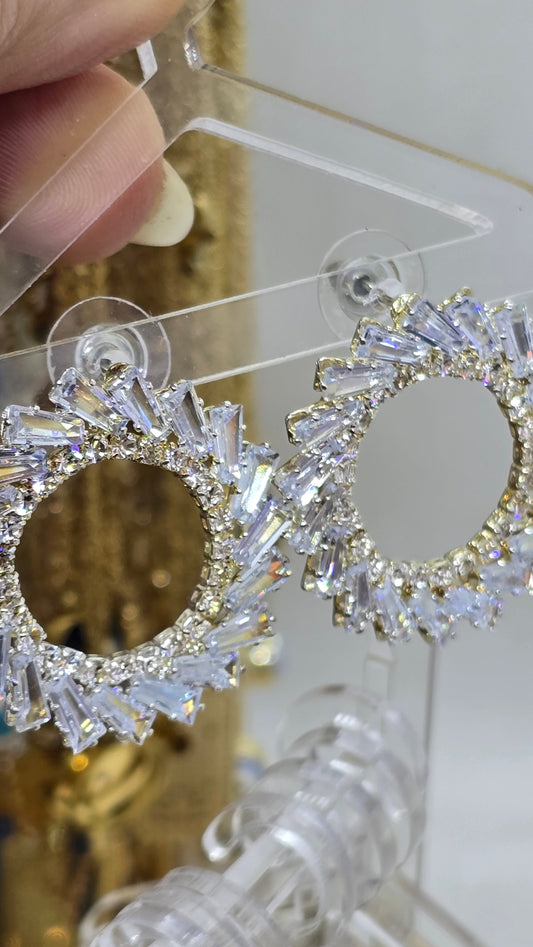 Crystal stone hoop earrings - wedding jewelry