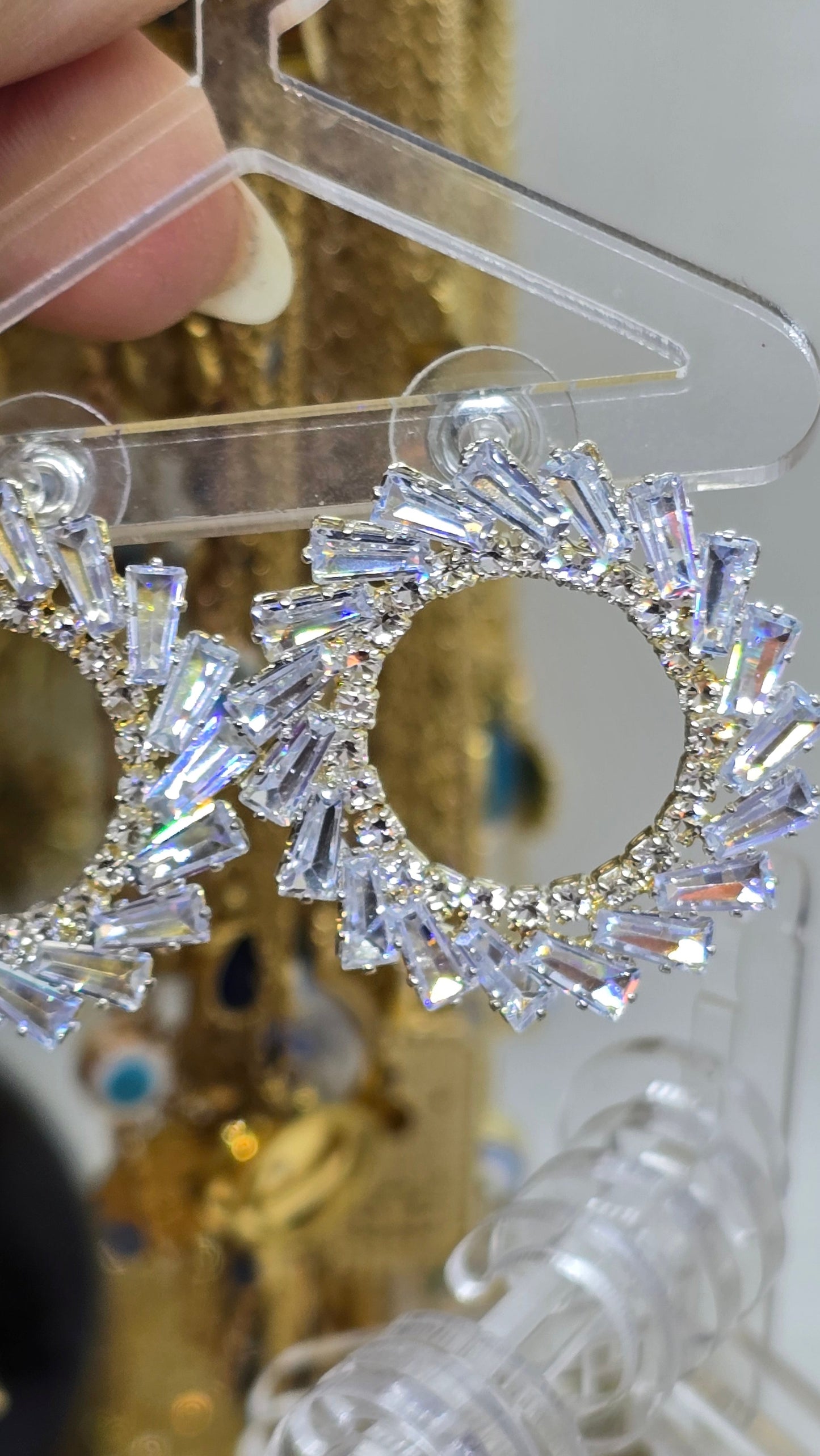 Kreisohrringe mit Kristallsteinen - Hochzeitsschmuck