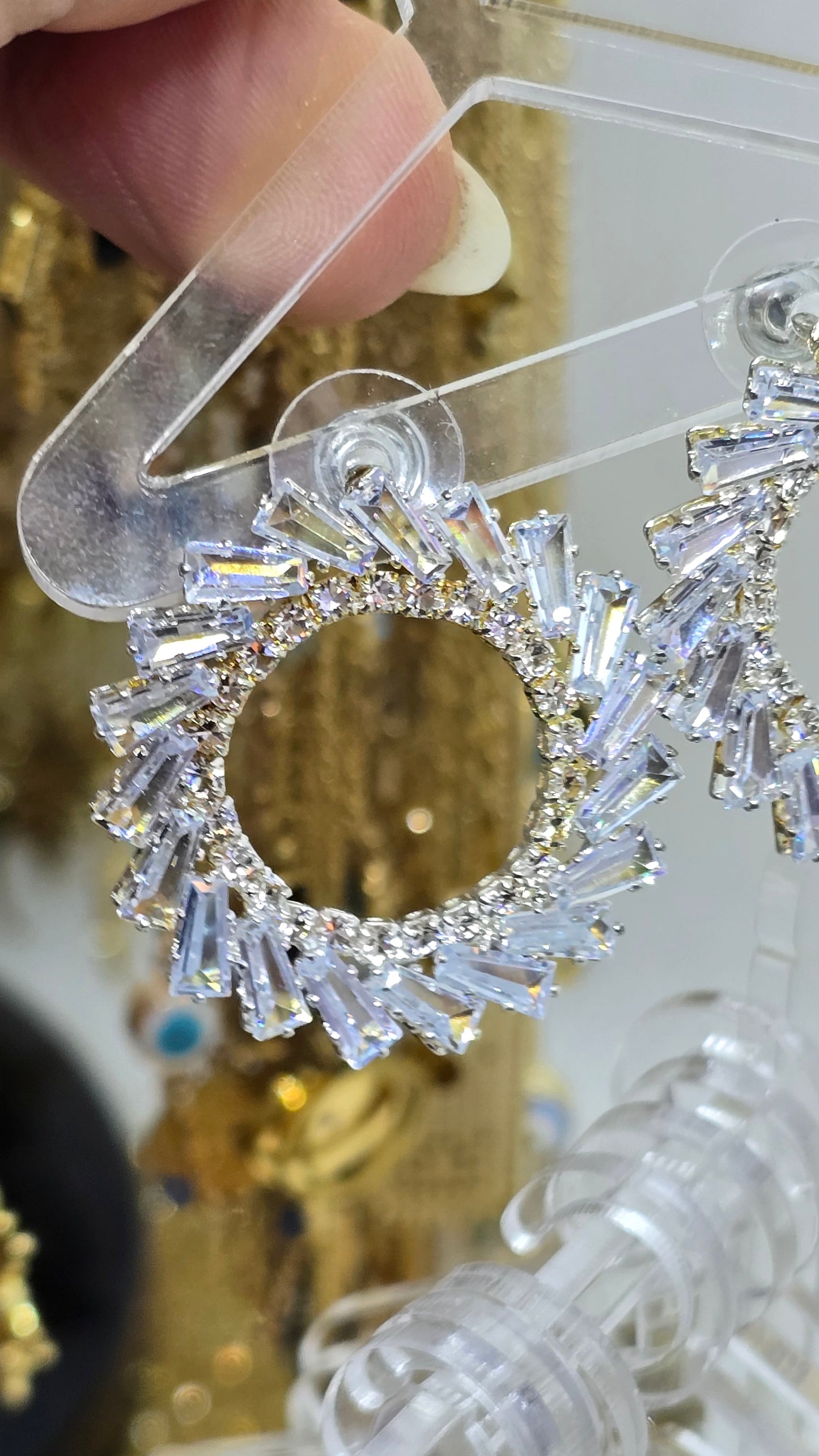 Kreisohrringe mit Kristallsteinen - Hochzeitsschmuck