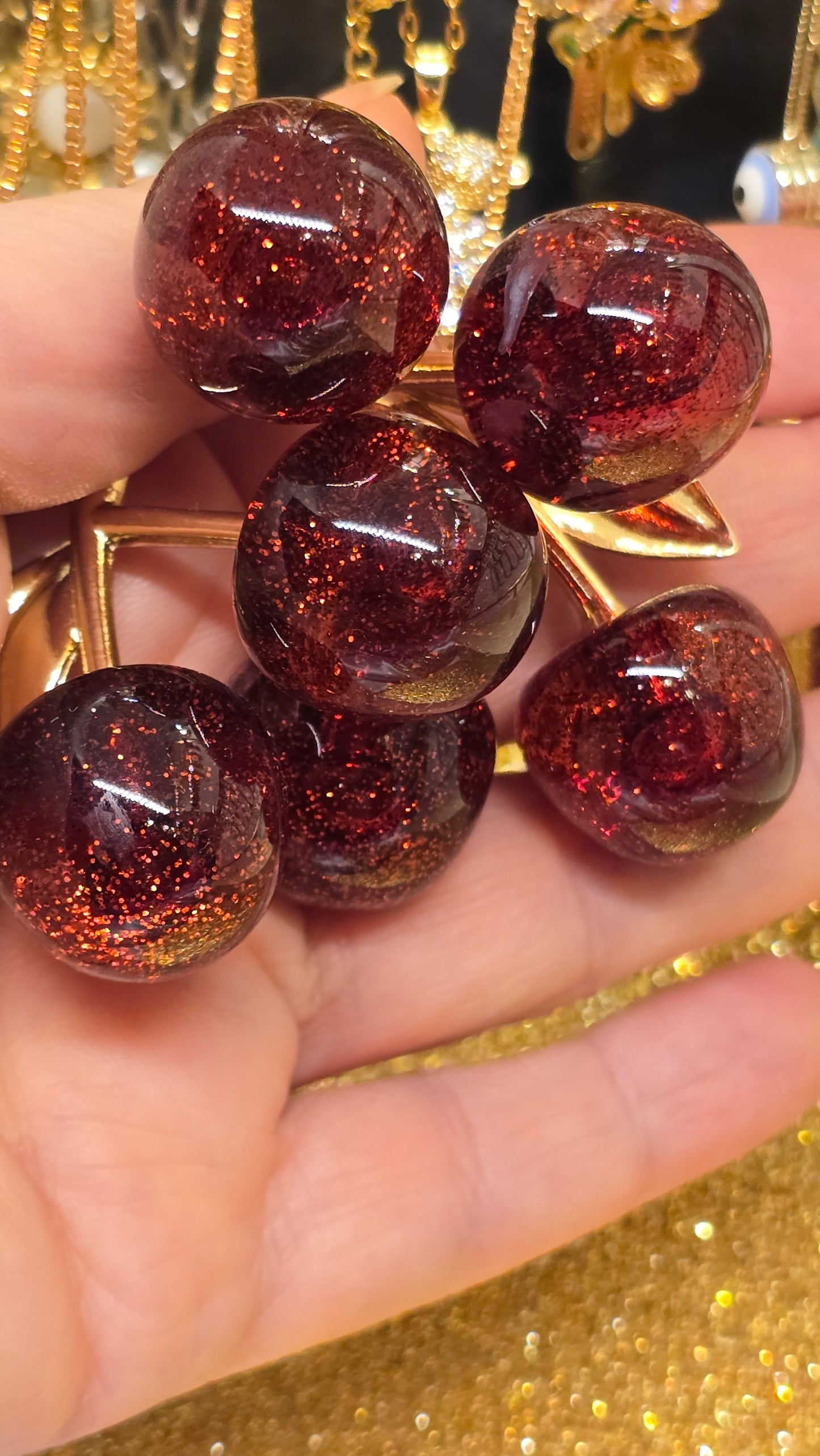 Kirschen Halskette 18K Vergoldet - Cherry Red Anhänger 50cm