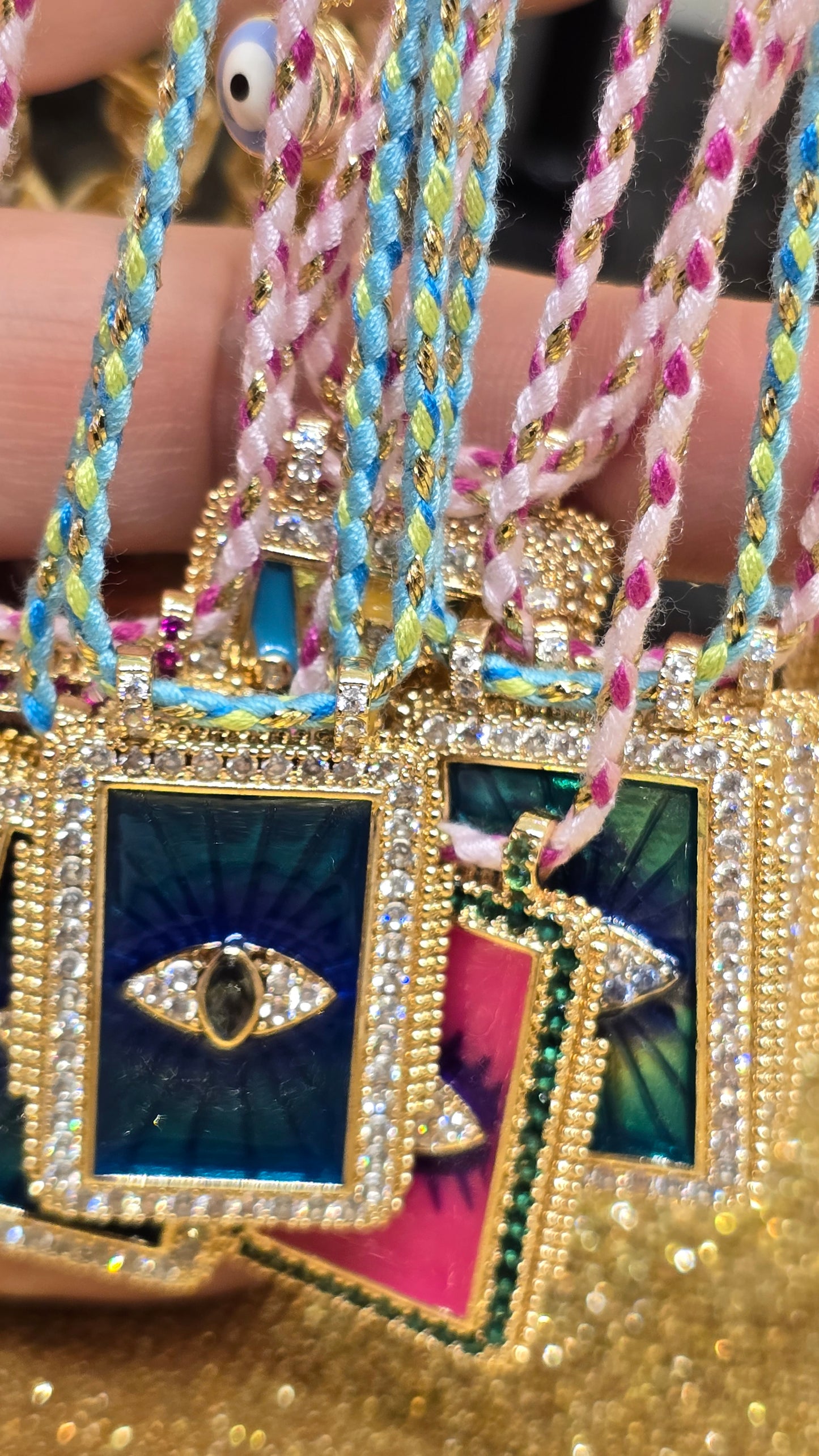 Tarot Karten Halskette 18K vergoldet - Retro Anhänger - Tarot Card Necklace - Tarot Anhänger 50+6cm