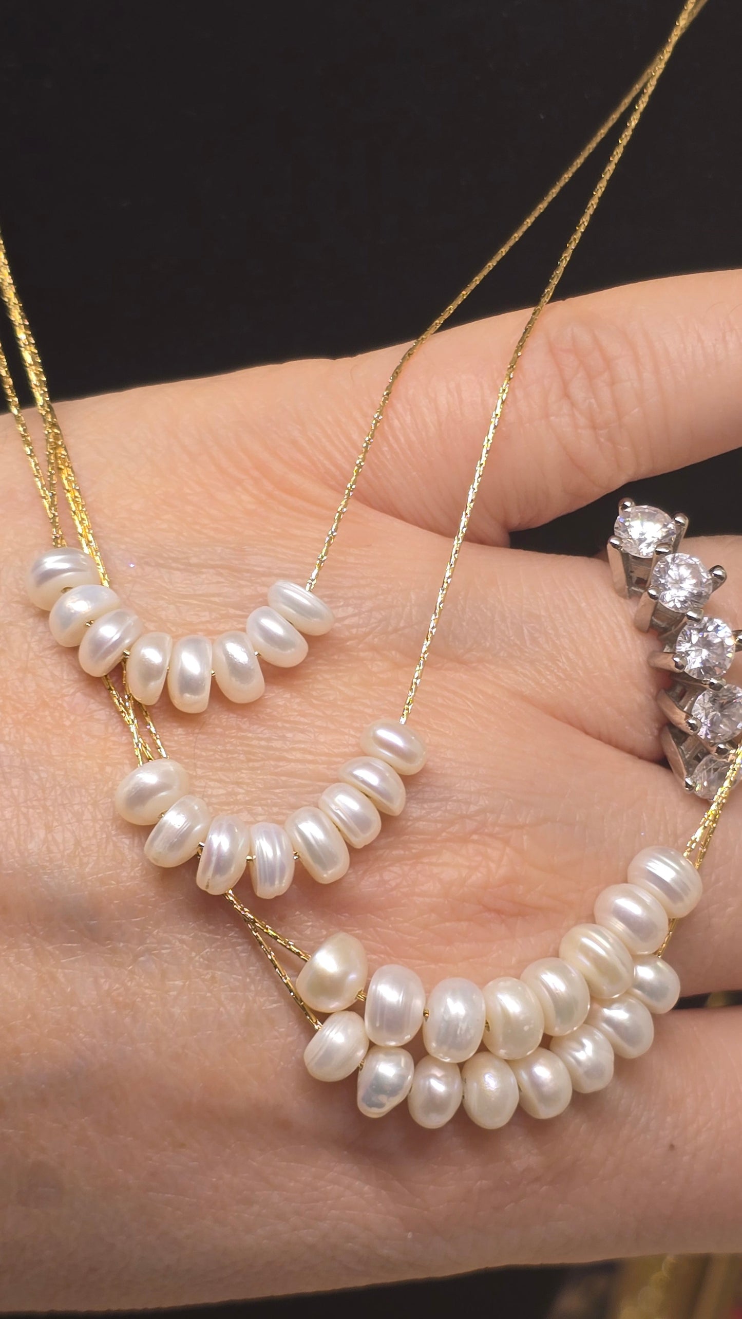 18K Gold Plated Pearl Necklace for Women - Delicate Freshwater Pearl Necklace 40+6cm