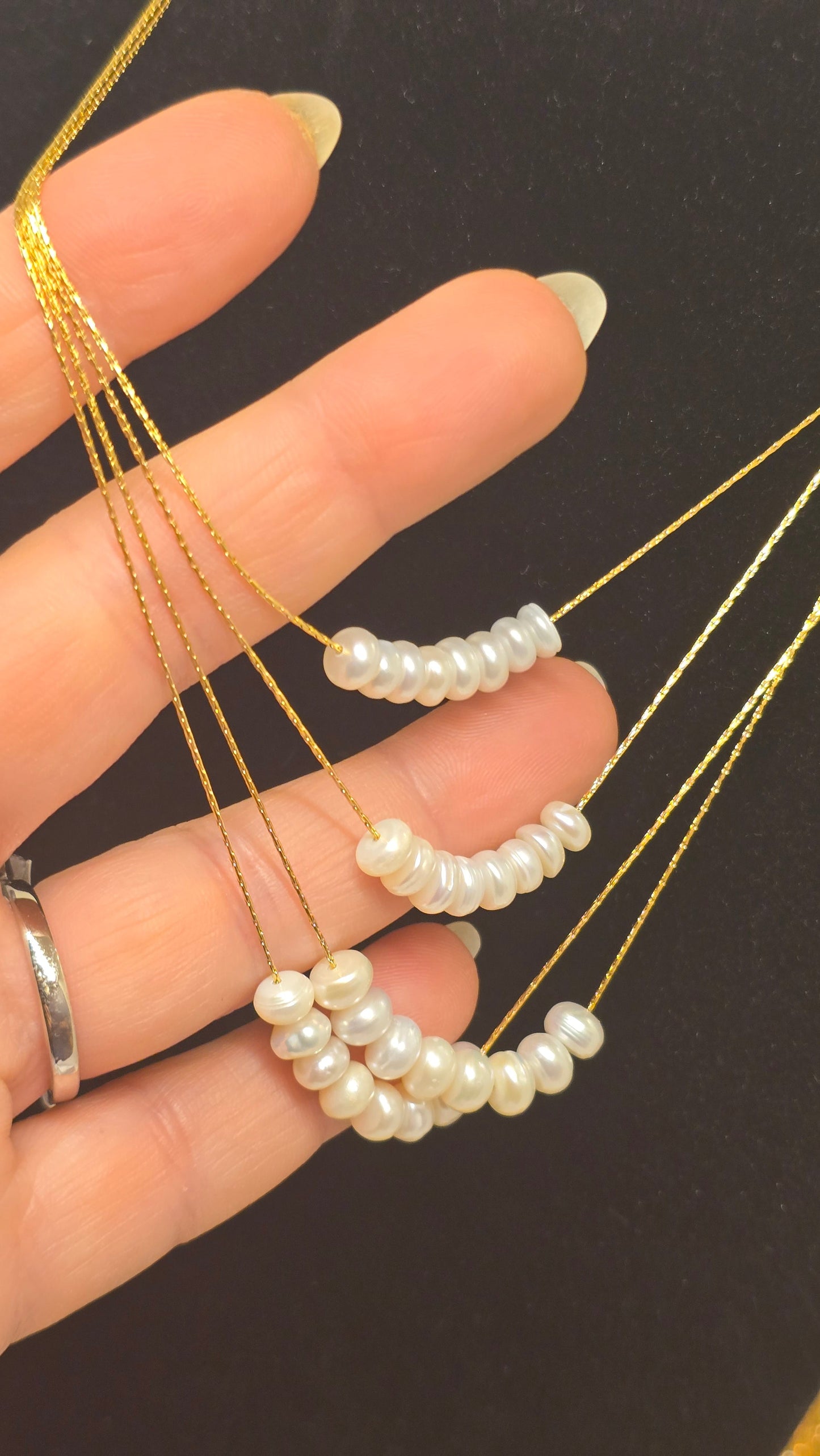 18K Gold Plated Pearl Necklace for Women - Delicate Freshwater Pearl Necklace 40+6cm