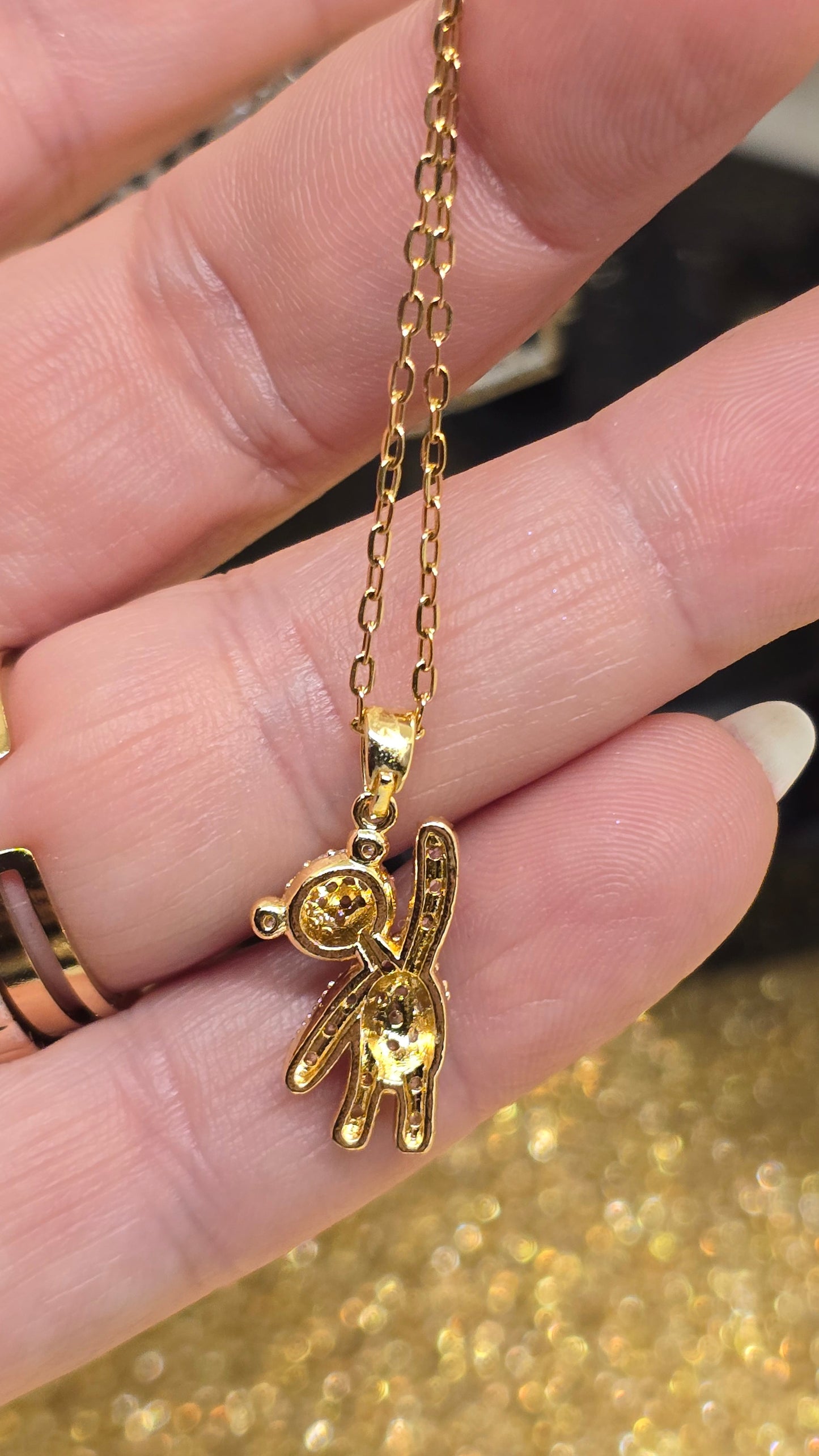 Teddy Bear Necklace – 18K Gold Plated with Zircon Stones | 50+5 cm