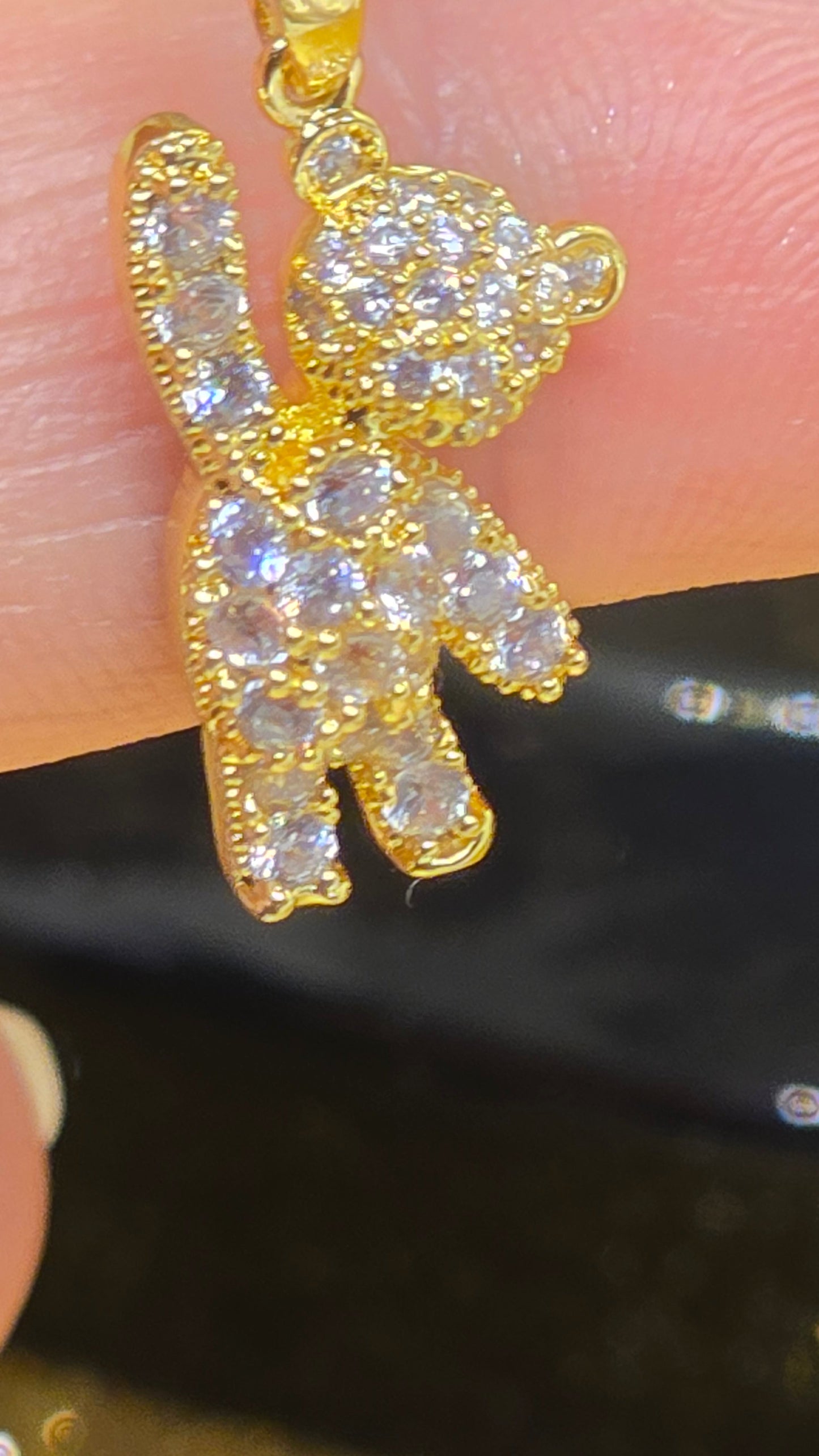 Teddy Bear Necklace – 18K Gold Plated with Zircon Stones | 50+5 cm