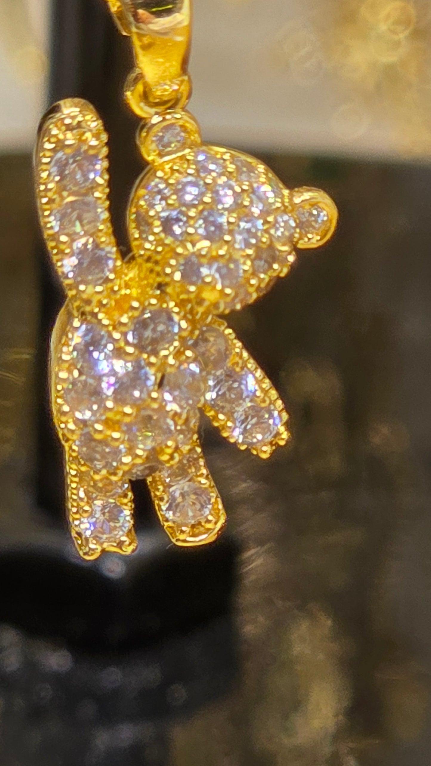 Teddy Bear Necklace – 18K Gold Plated with Zircon Stones | 50+5 cm