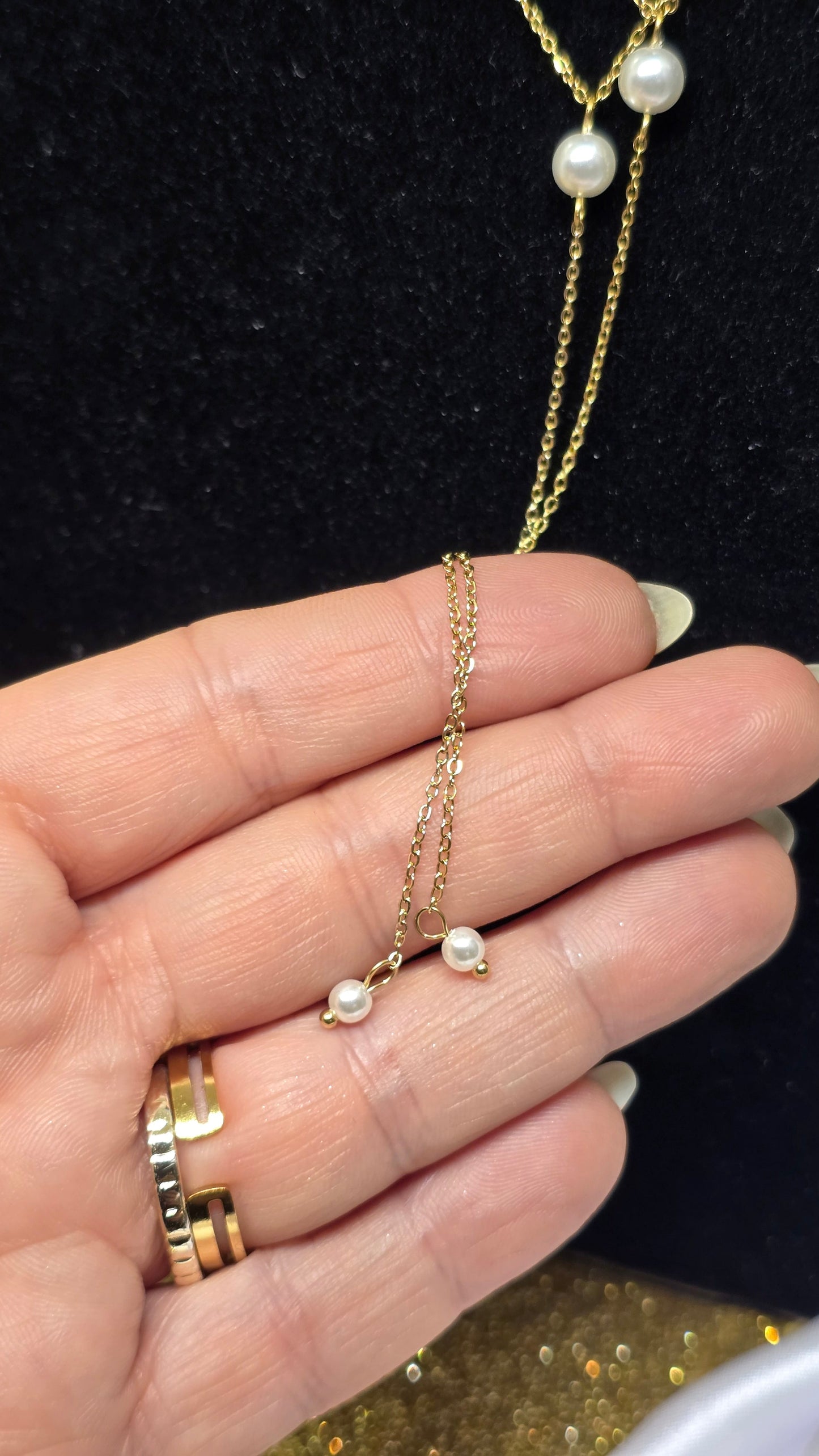 Beaded Y-Necklace – Delicate Elegance in 18K Gold Plated & Silver Plated | 66+7 cm