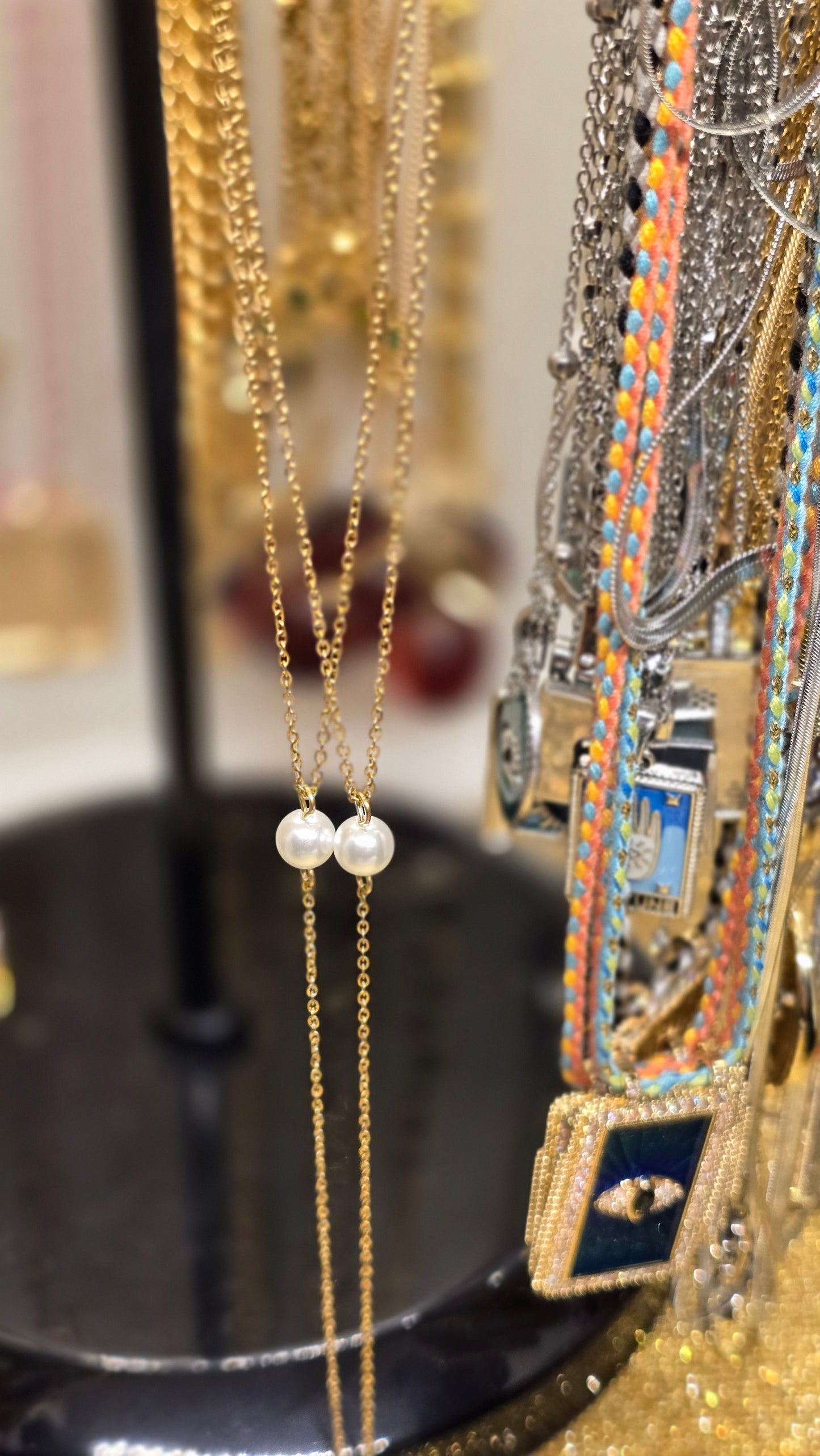 Beaded Y-Necklace – Delicate Elegance in 18K Gold Plated & Silver Plated | 66+7 cm