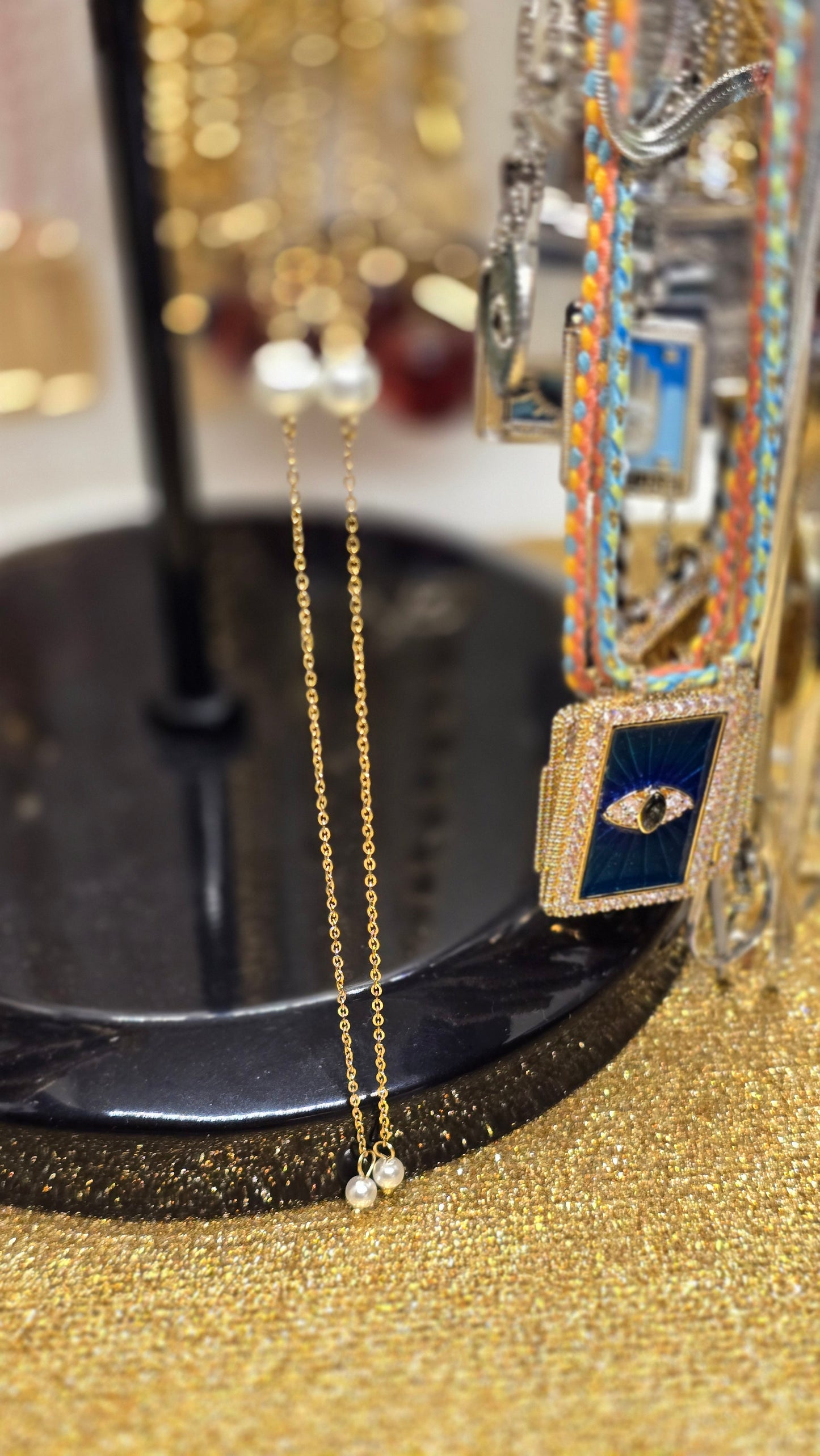 Beaded Y-Necklace – Delicate Elegance in 18K Gold Plated & Silver Plated | 66+7 cm