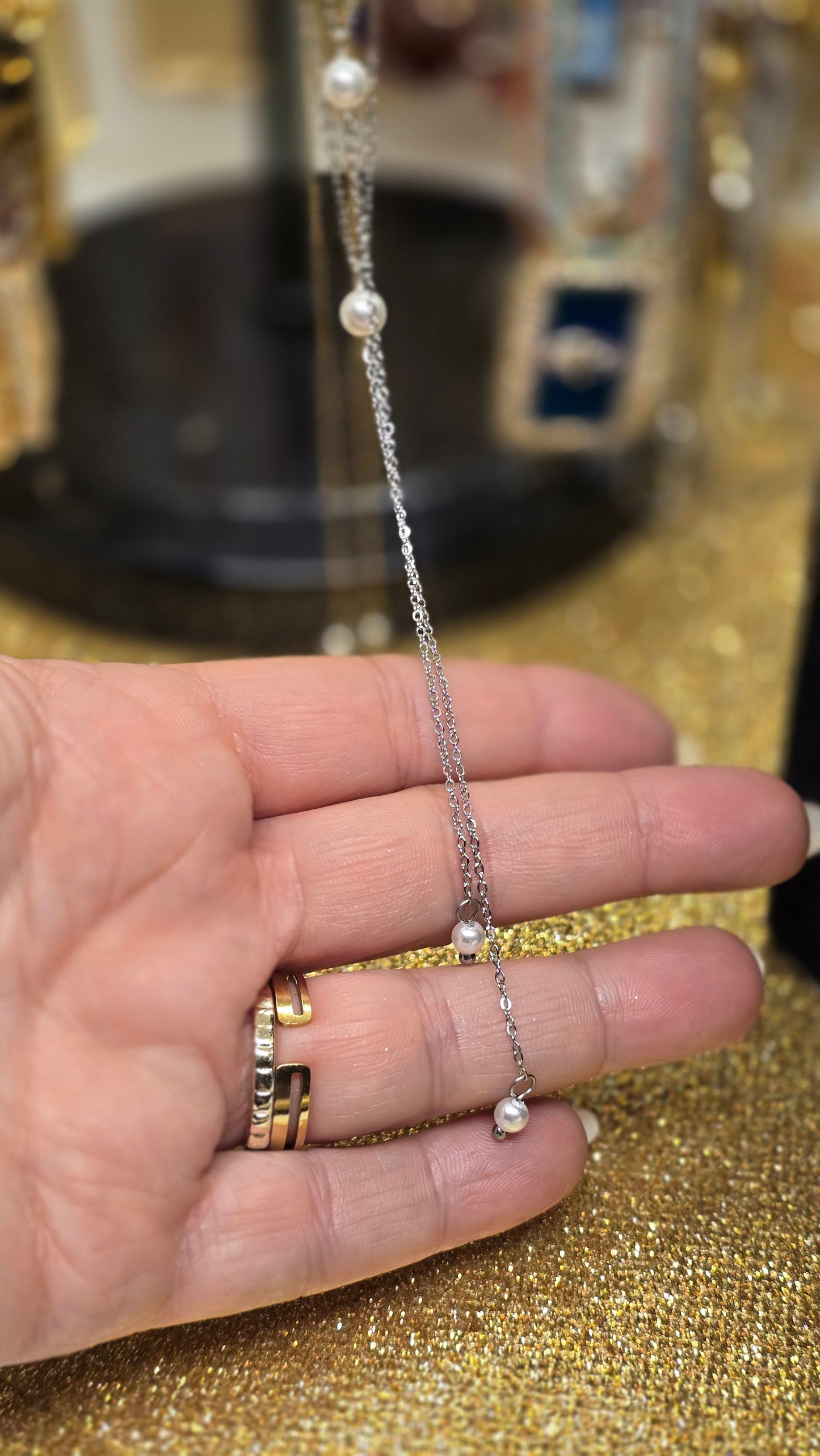 Beaded Y-Necklace – Delicate Elegance in 18K Gold Plated & Silver Plated | 66+7 cm