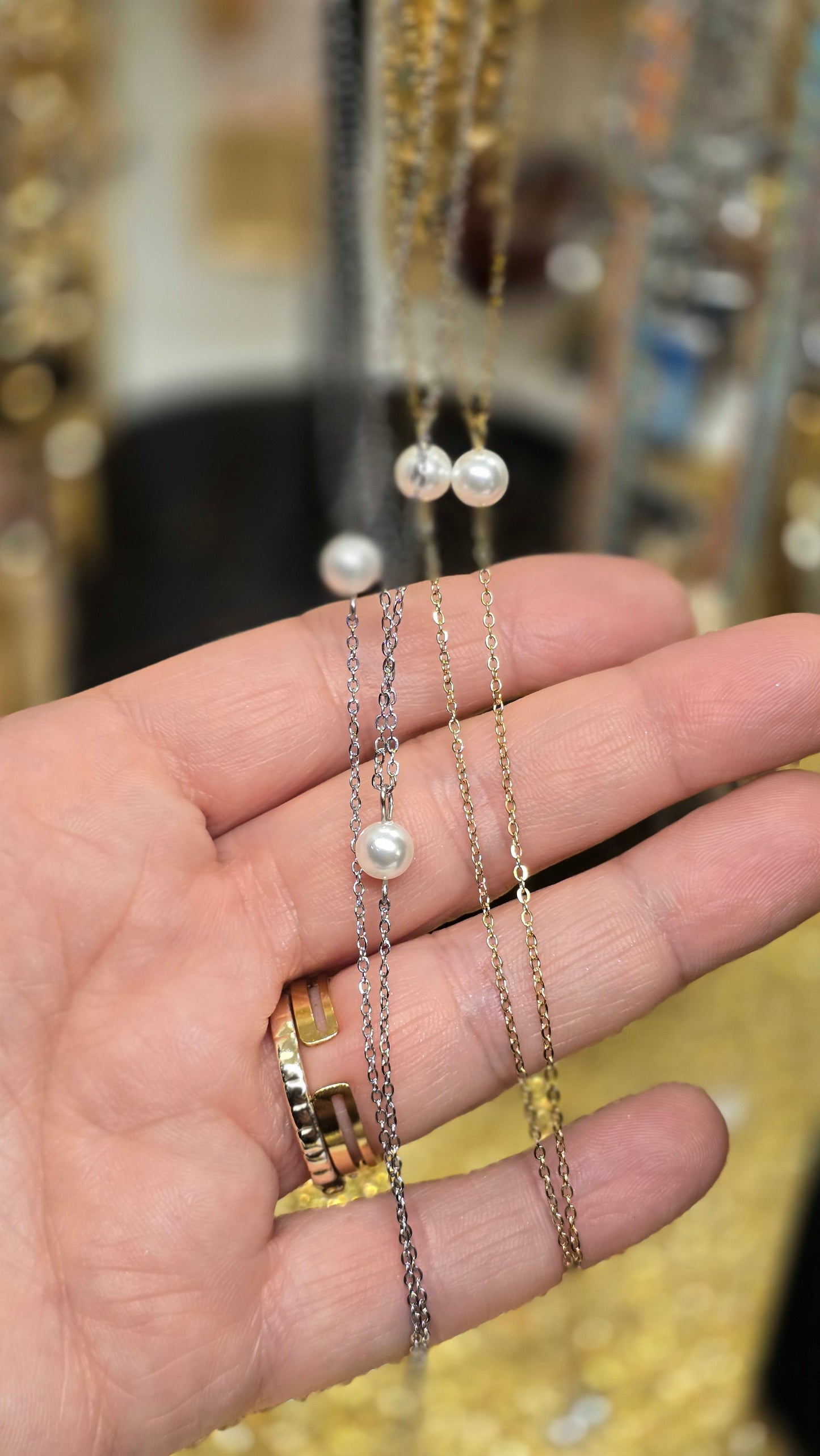 Beaded Y-Necklace – Delicate Elegance in 18K Gold Plated & Silver Plated | 66+7 cm