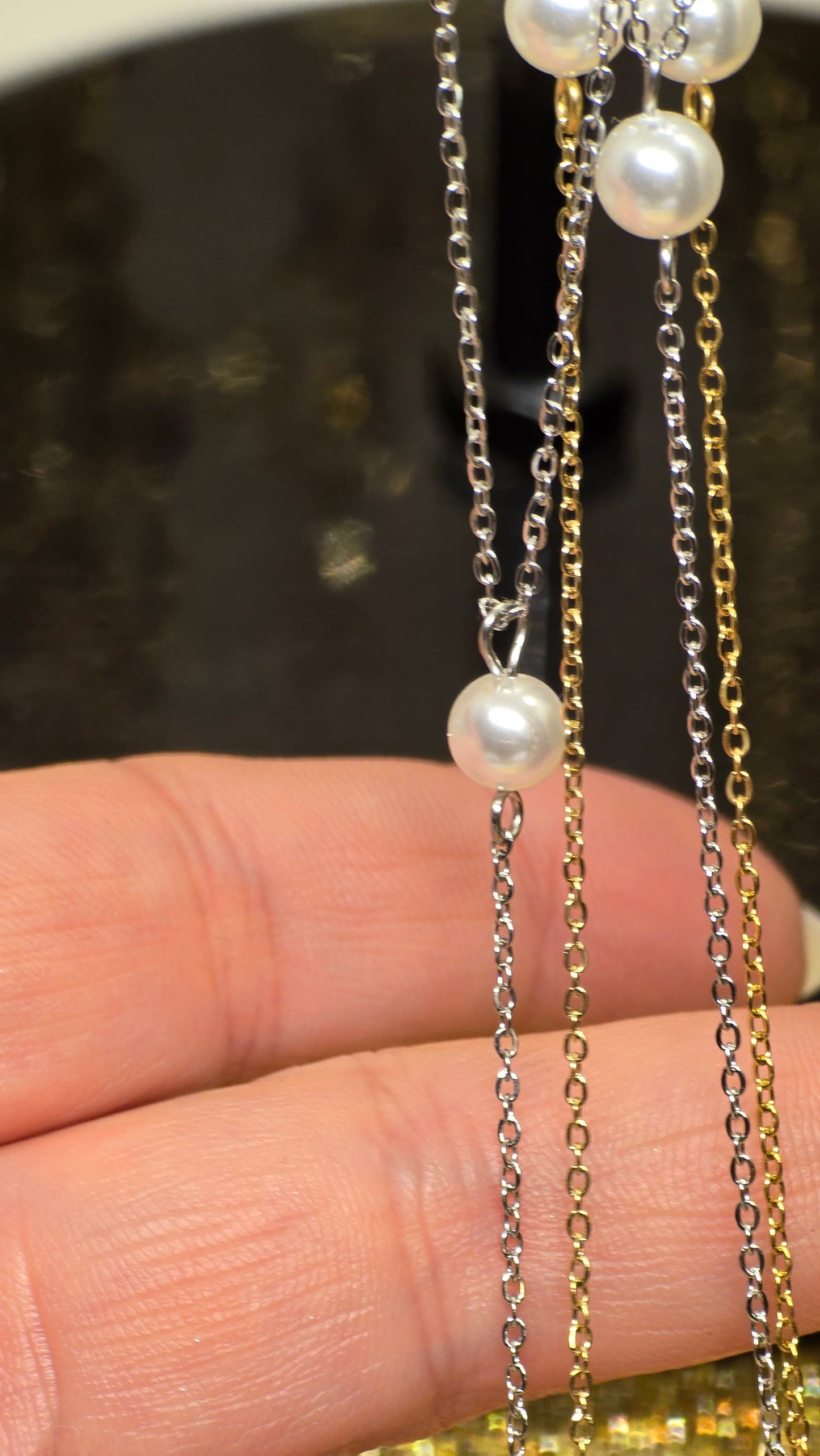 Beaded Y-Necklace – Delicate Elegance in 18K Gold Plated & Silver Plated | 66+7 cm