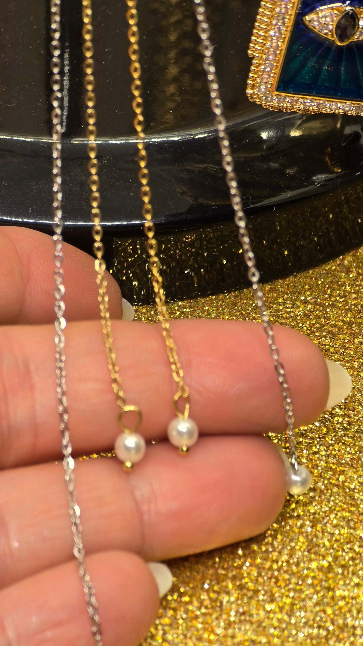Beaded Y-Necklace – Delicate Elegance in 18K Gold Plated & Silver Plated | 66+7 cm
