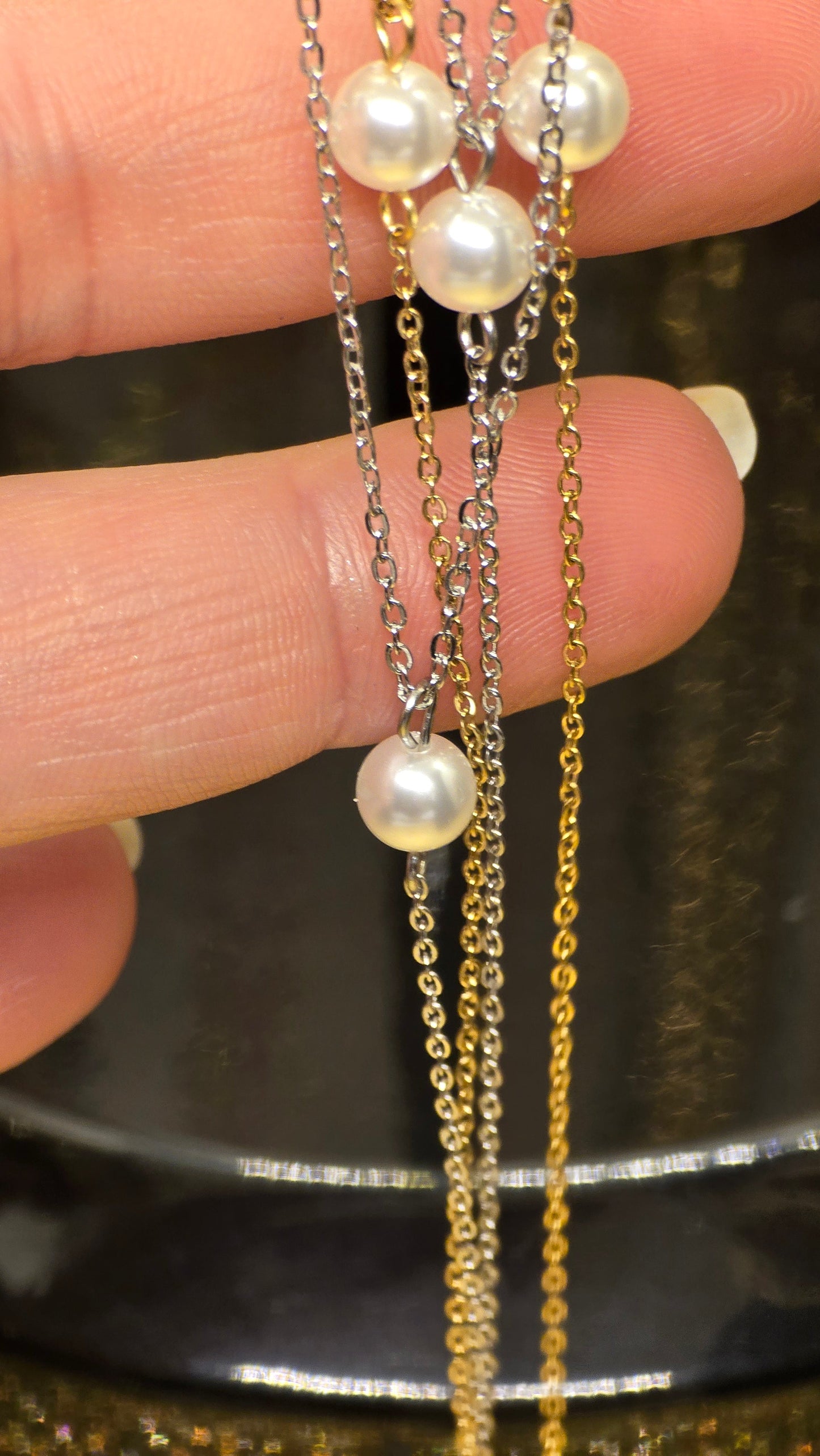 Beaded Y-Necklace – Delicate Elegance in 18K Gold Plated & Silver Plated | 66+7 cm