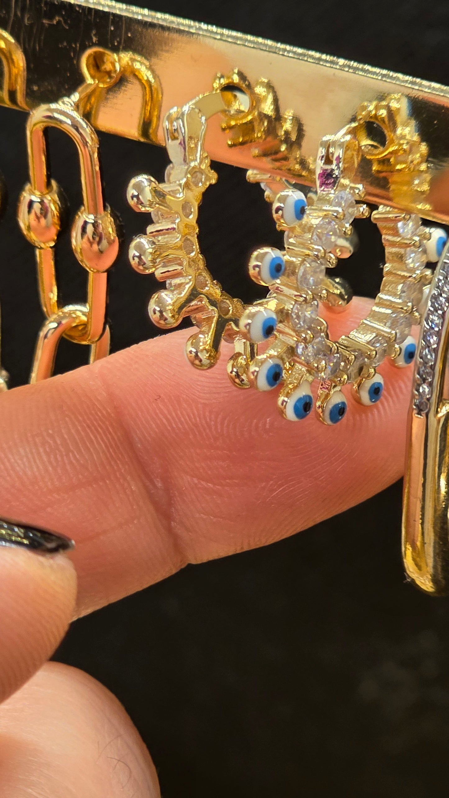 Evil eye earrings - Gold plated with Zirconia