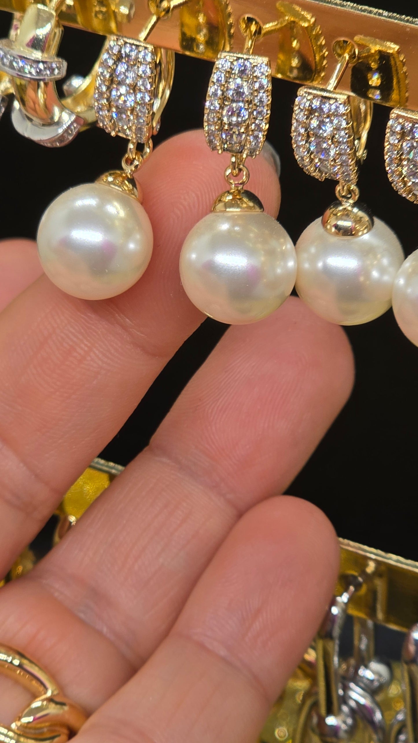 Perlen-Ohrhänger mit Zirkonia – Eleganter Hochzeitsschmuck