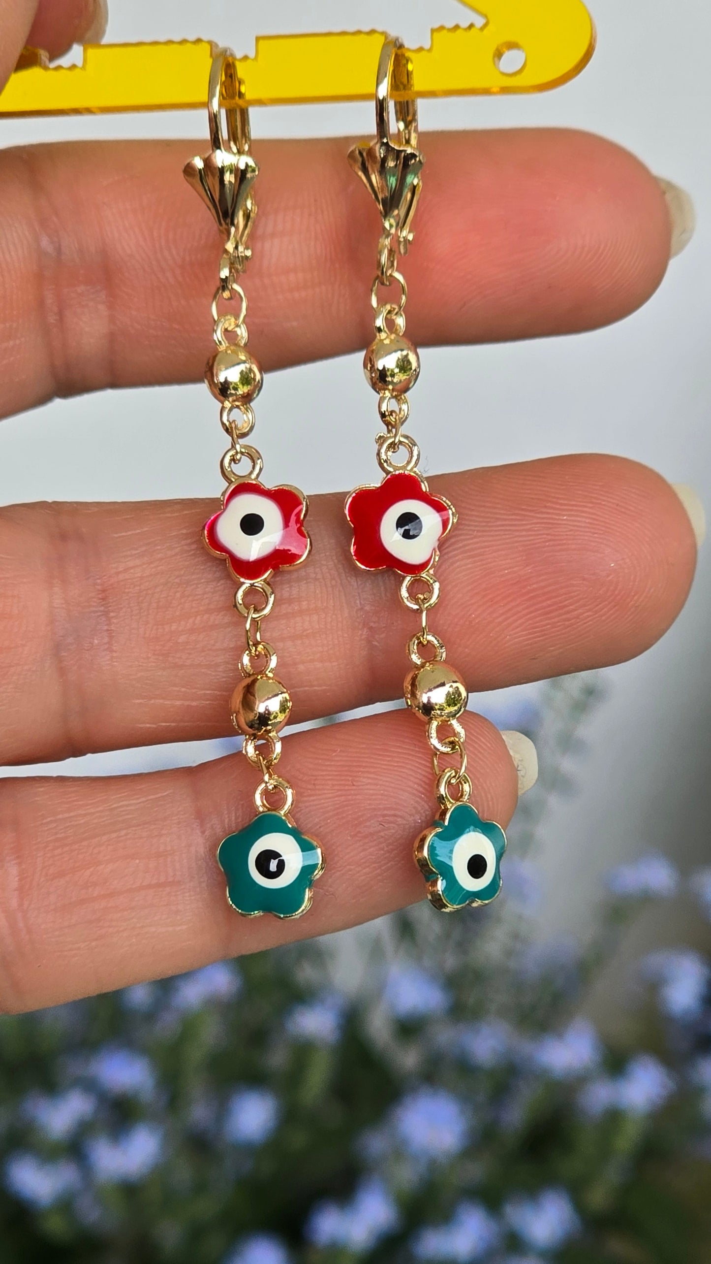 Böses Auge Schmuck-Set – Vergoldete Halskette, Armband & Ohrringe mit bunten Nazar-Anhängern