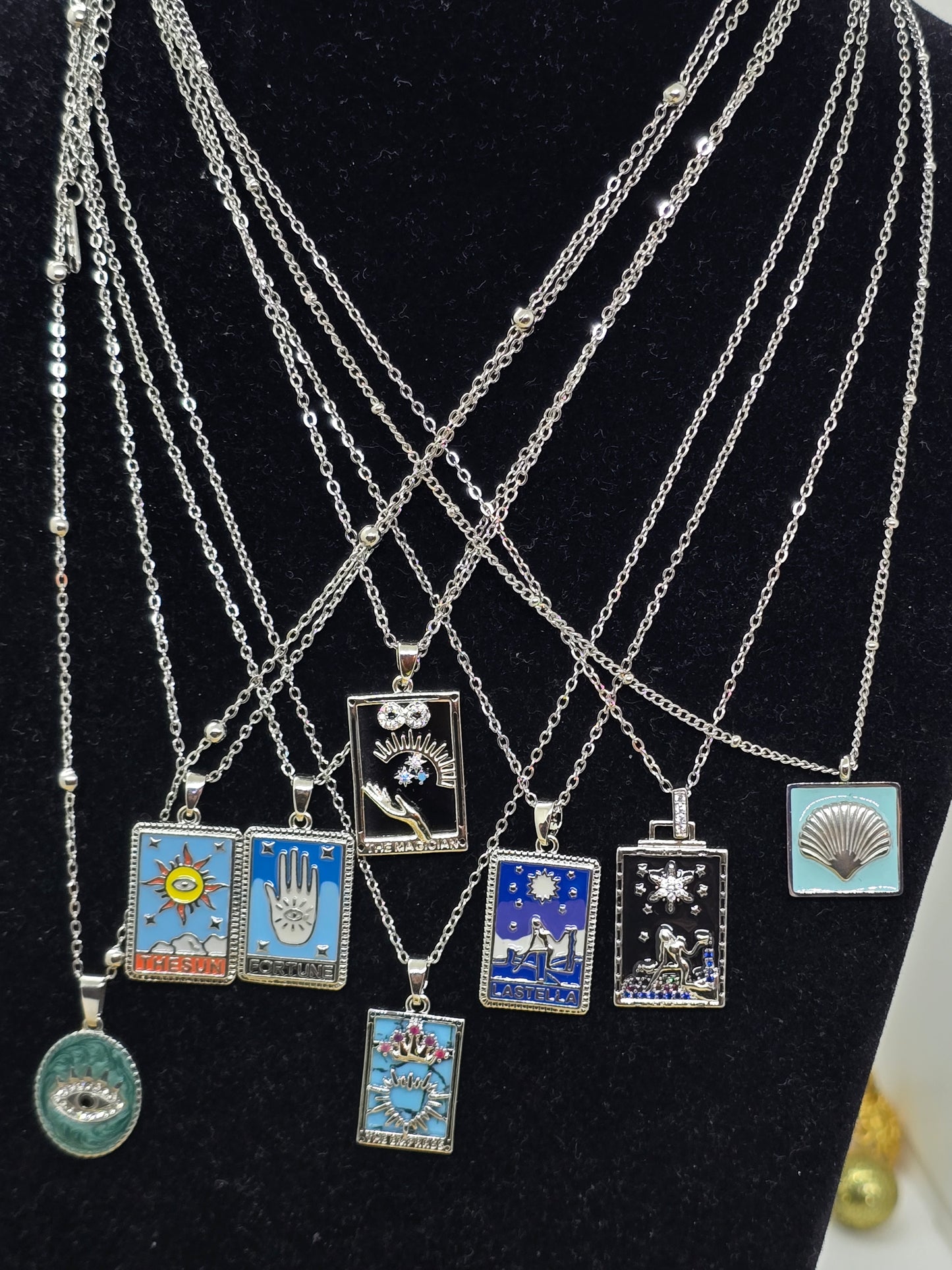 Tarot-Karten-Halskette Silber – 18k vergoldet – Zodiac-Anhänger – Gothic _ Mystic