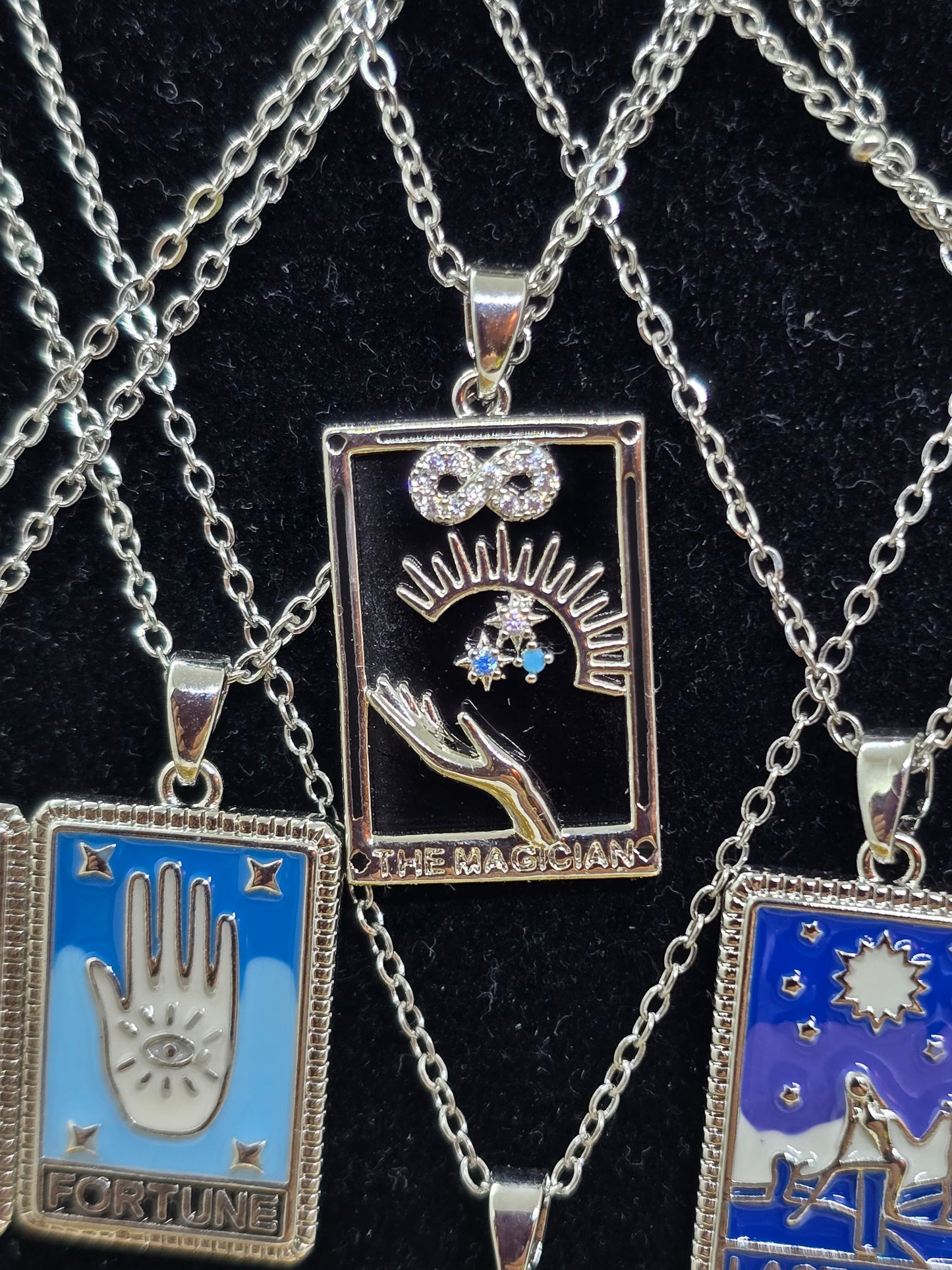 Tarot-Karten-Halskette Silber – 18k vergoldet – Zodiac-Anhänger – Gothic _ Mystic