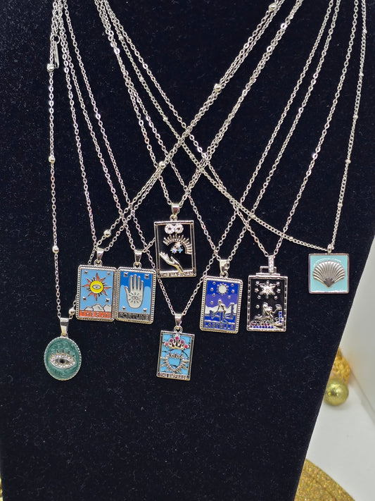 Tarot-Karten-Halskette Silber – 18k vergoldet – Zodiac-Anhänger – Gothic _ Mystic