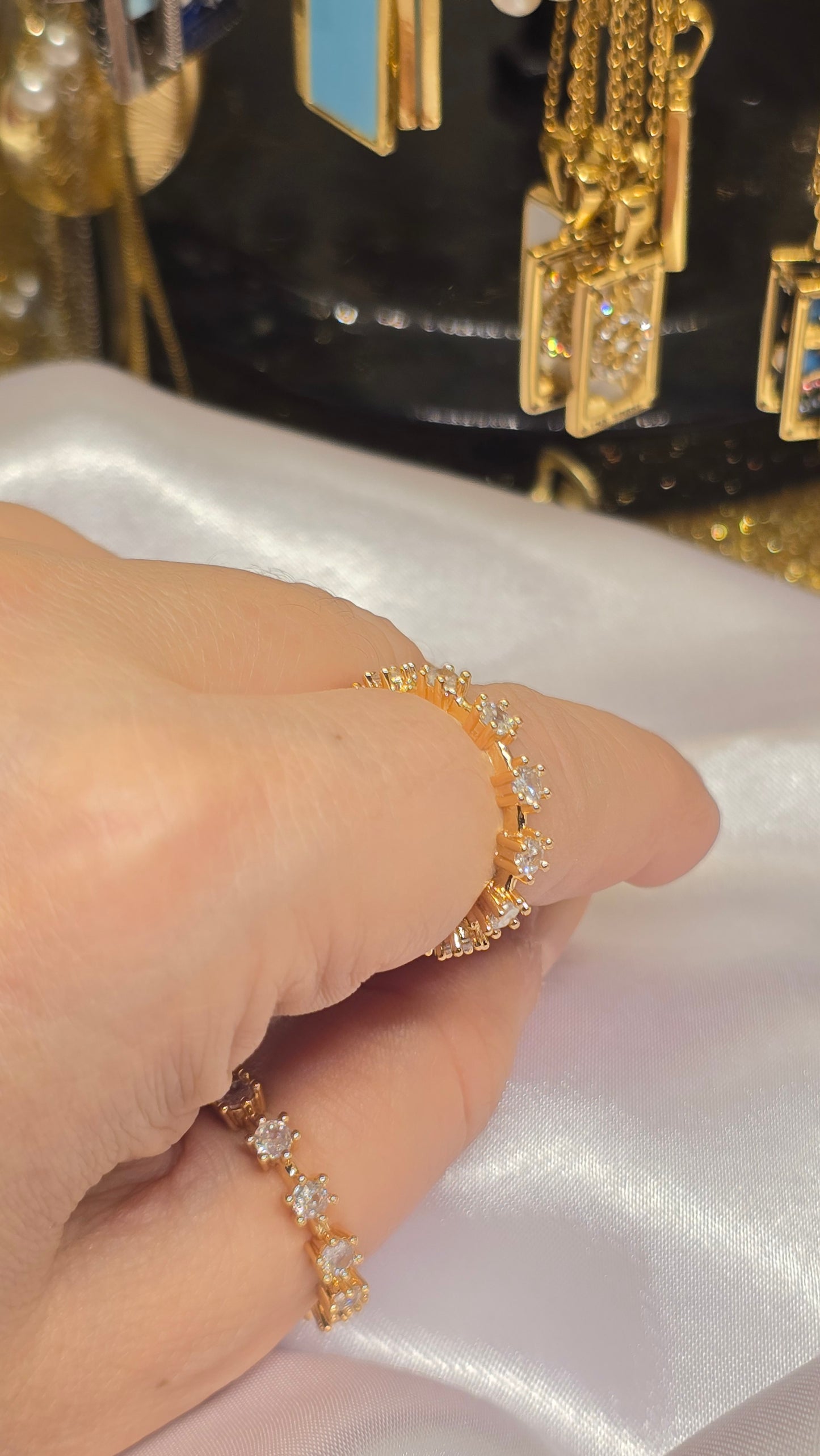 Adjustable Pave Cubic Zirconia Ring 18k Gold Plated | Elegant, Stone-Set