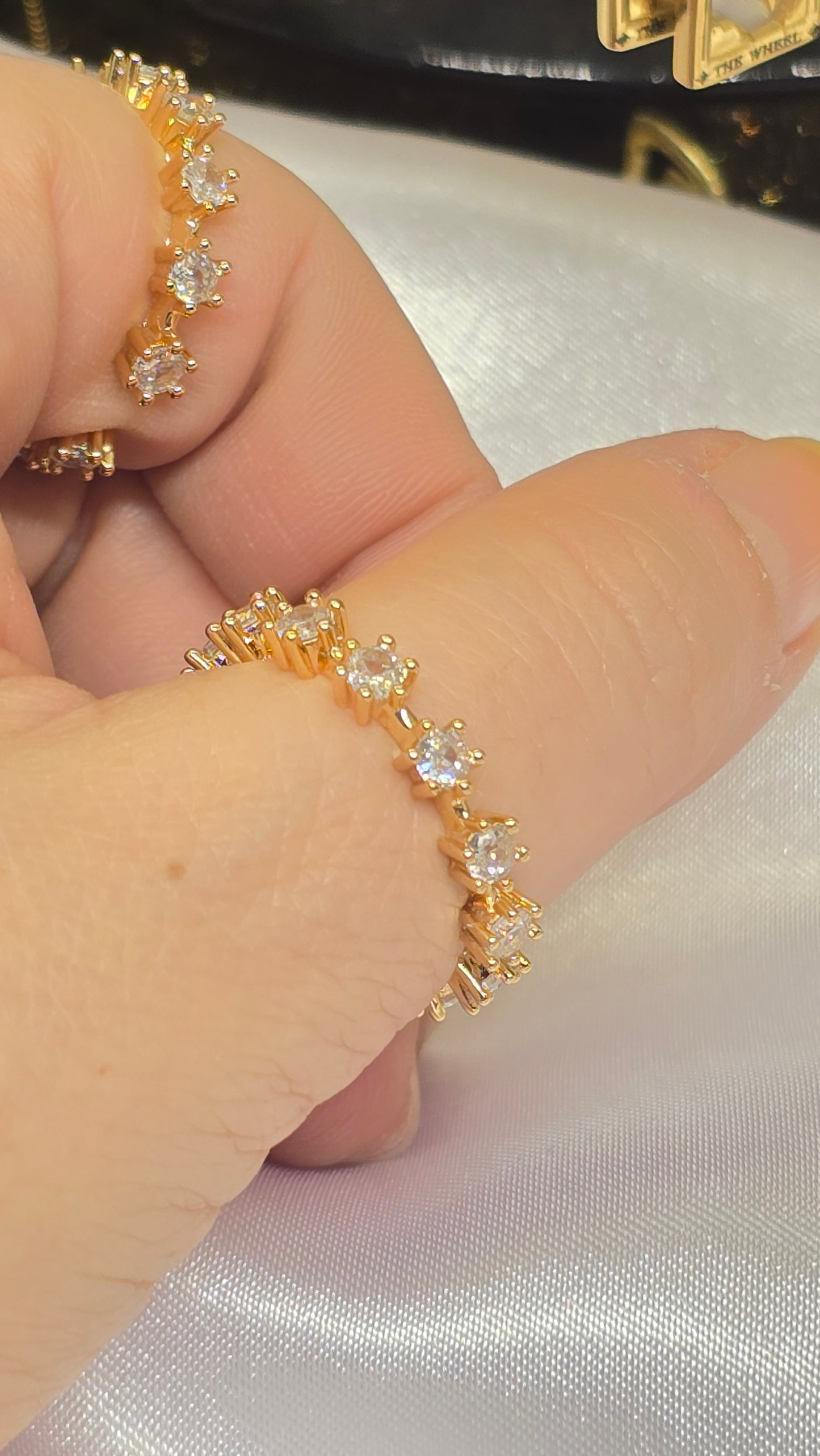 Adjustable Pave Cubic Zirconia Ring 18k Gold Plated | Elegant, Stone-Set