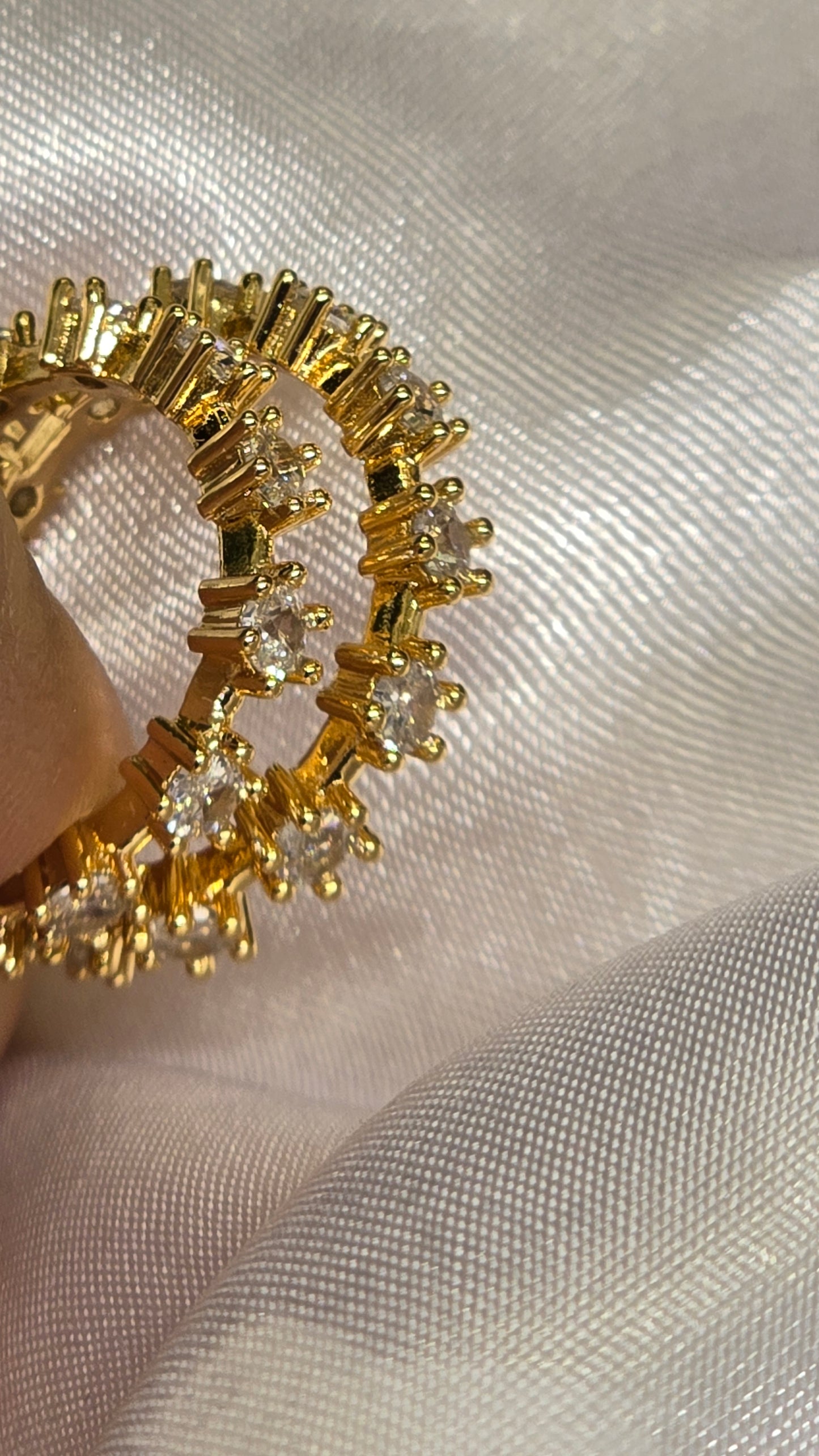 Adjustable Pave Cubic Zirconia Ring 18k Gold Plated | Elegant, Stone-Set