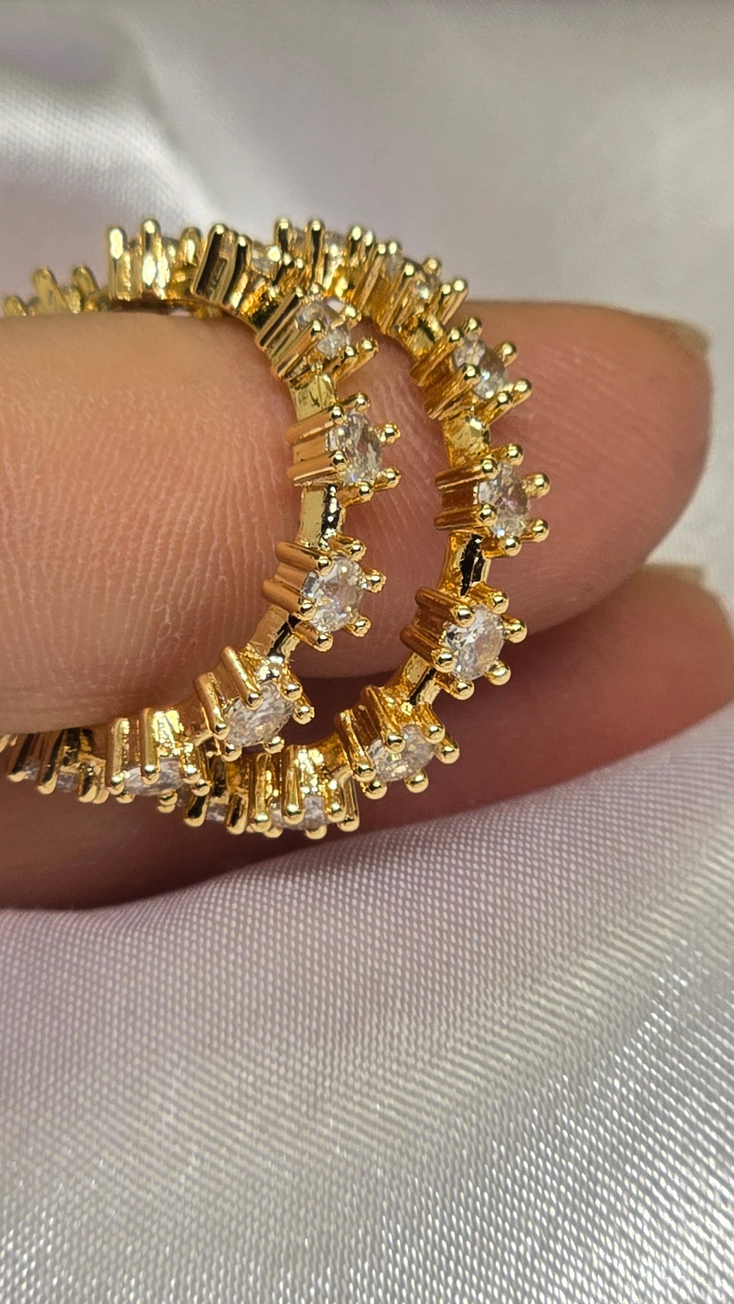 Adjustable Pave Cubic Zirconia Ring 18k Gold Plated | Elegant, Stone-Set