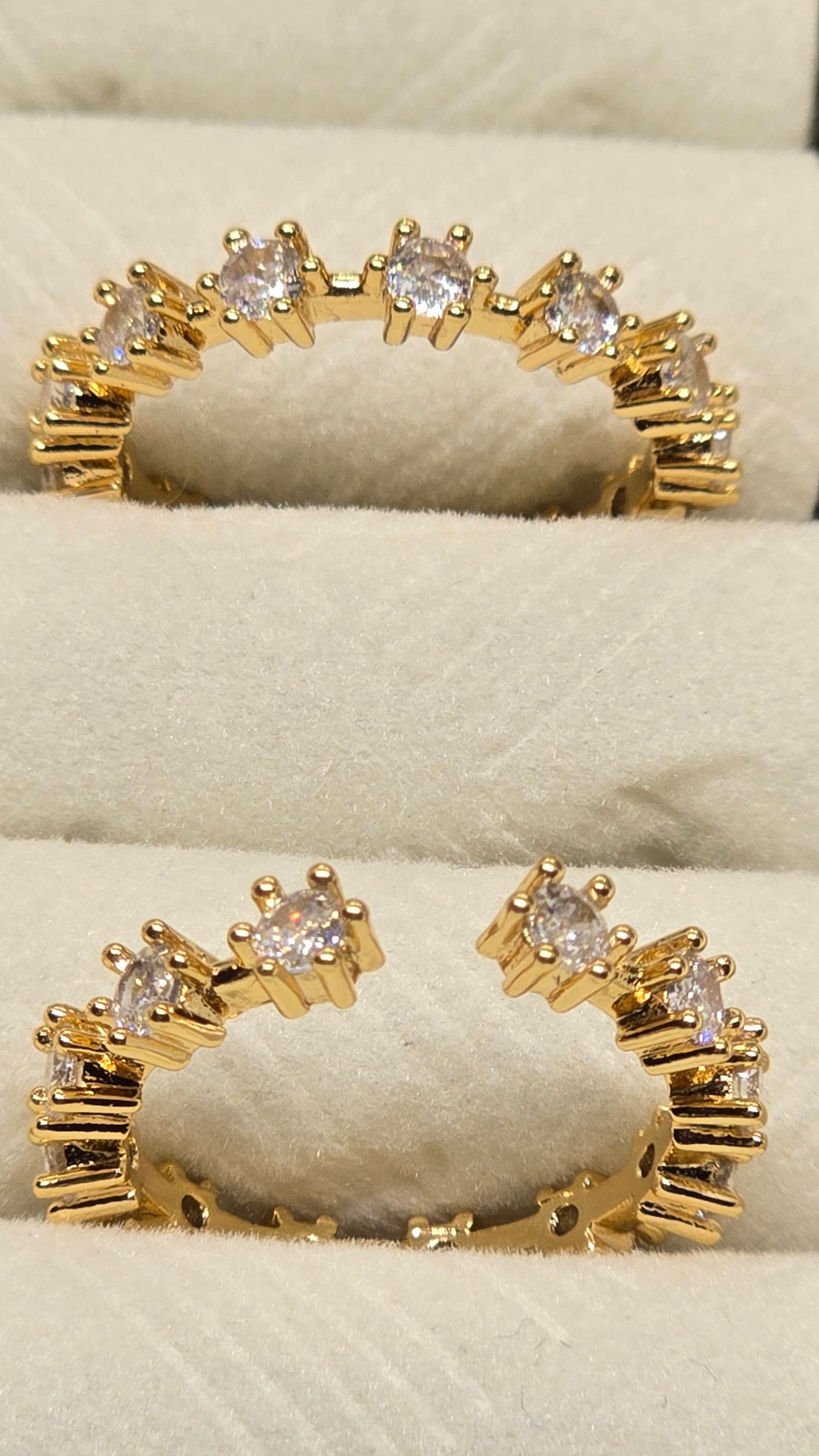 Adjustable Pave Cubic Zirconia Ring 18k Gold Plated | Elegant, Stone-Set