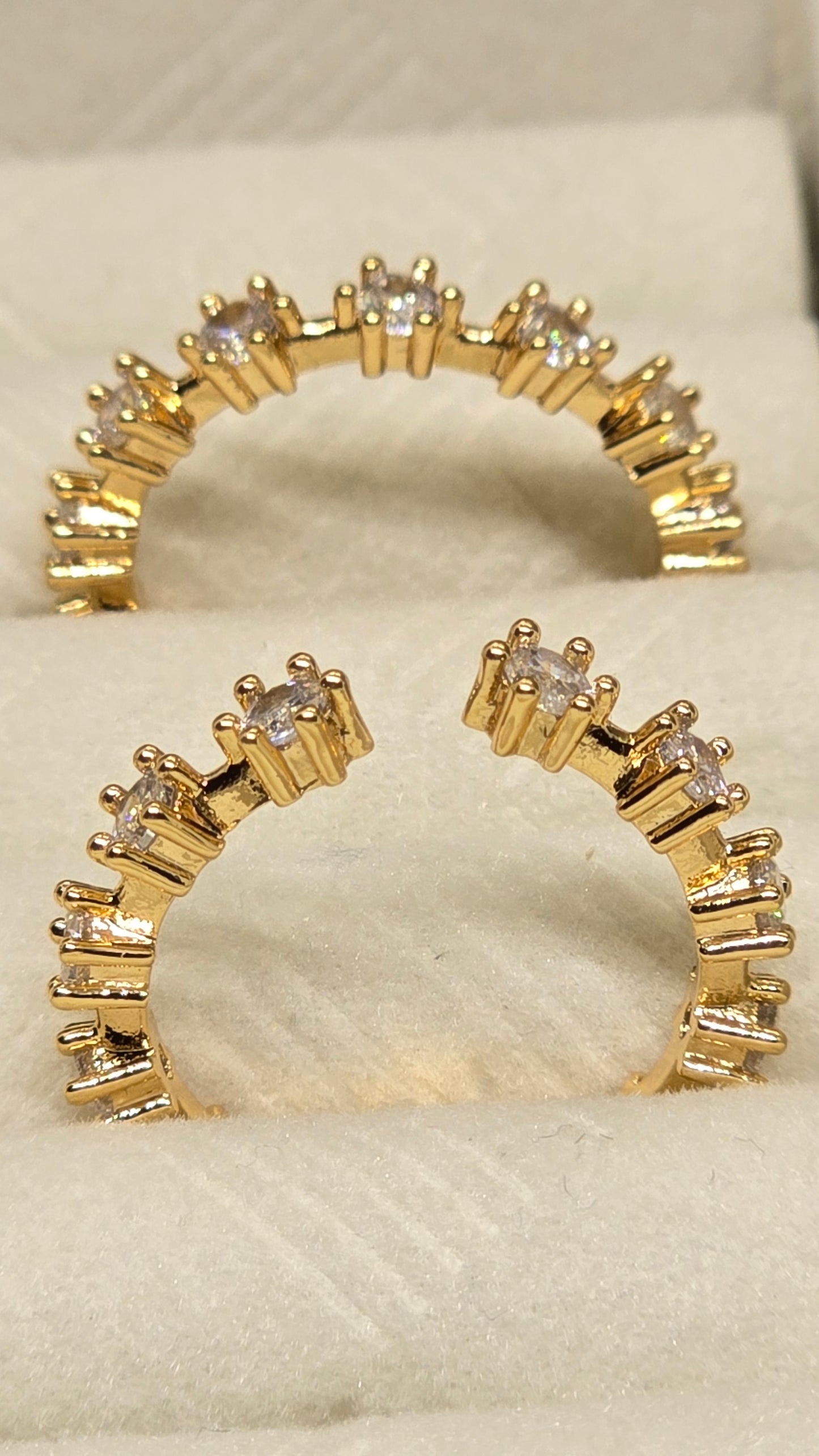 Adjustable Pave Cubic Zirconia Ring 18k Gold Plated | Elegant, Stone-Set