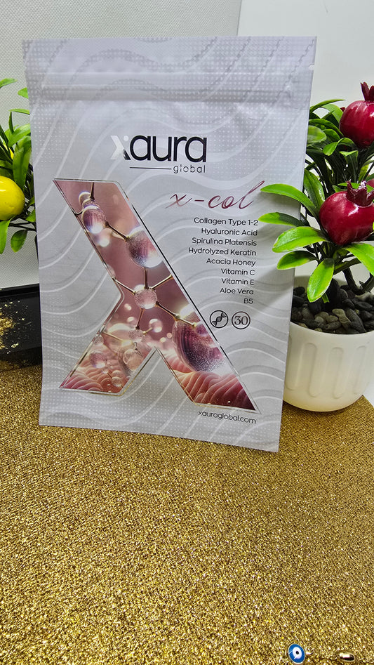 Xaura X-col Premium Kollagen Typ 1 & 2 – Mit Hyaluronsäure, Vitamin C & Keratin – Xaura X-Col – Kollagen-Hautpflege-Patches mit Hyaluronsäure, Vitamin C & E für strahlende Haut (30 Stück) Collagen Beauty Patch