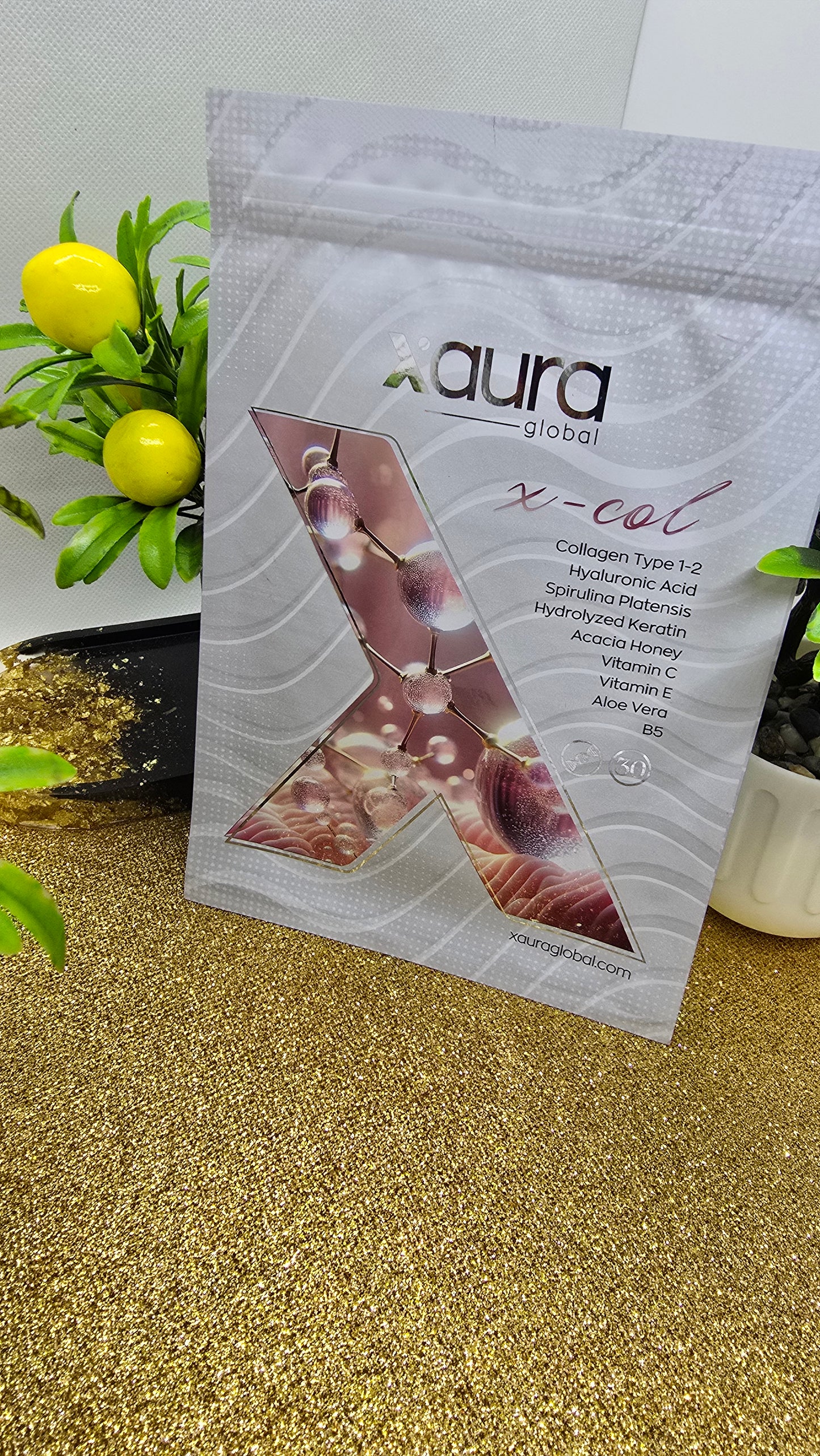 Xaura X-col Premium Kollagen Typ 1 & 2 – Mit Hyaluronsäure, Vitamin C & Keratin – Xaura X-Col – Kollagen-Hautpflege-Patches mit Hyaluronsäure, Vitamin C & E für strahlende Haut (30 Stück) Collagen Beauty Patch