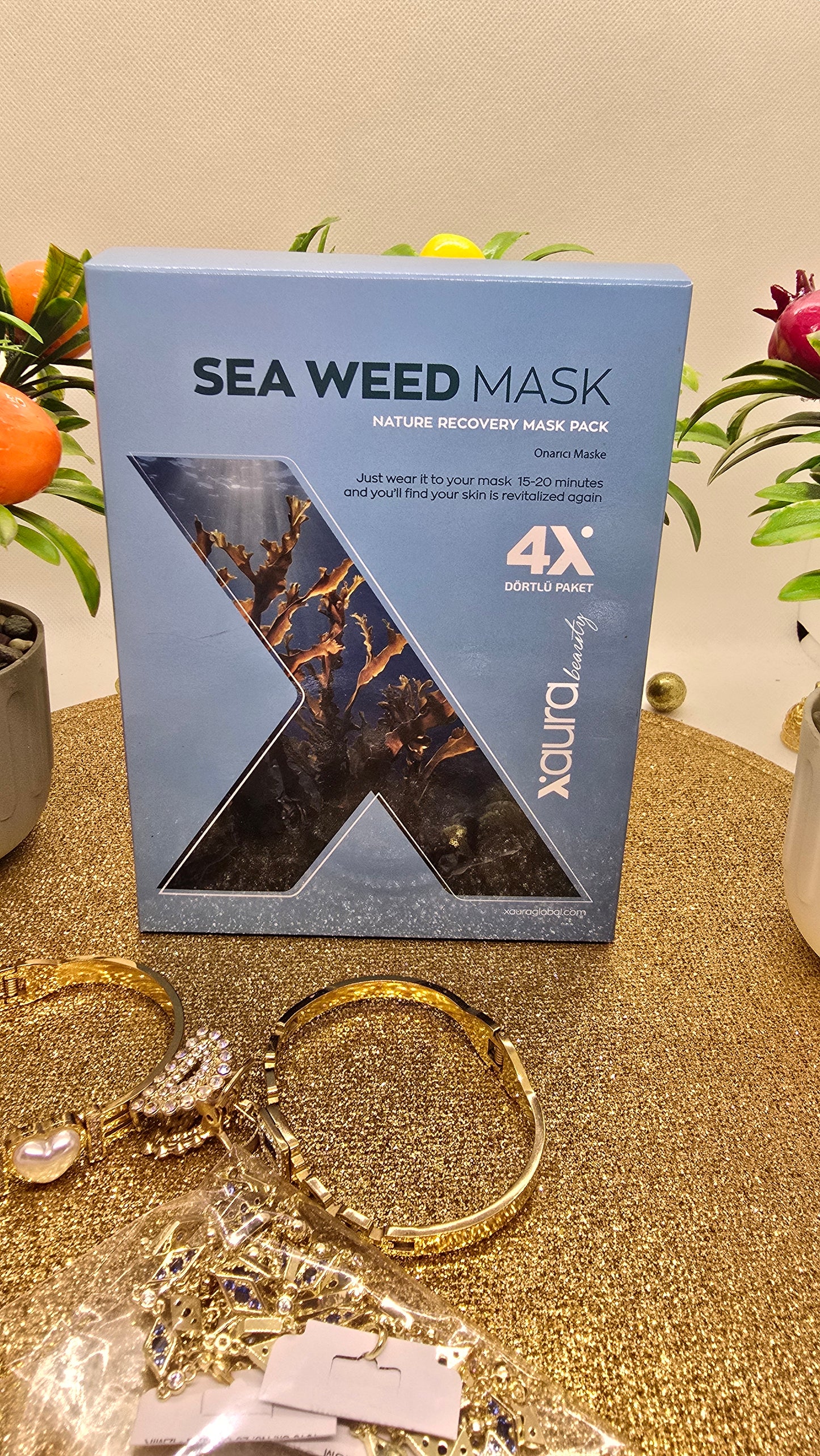 Xaura Sea Weed Meeresalgen Nature Recovery Mask Pack aus Korea – 4 Kollagen-Masken für Detox & Glow