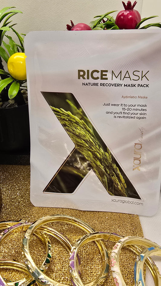 Xaura Rice Mask Set aus Korea – Kollagen-Baumwolllagen, 4 Masken🌸 Xaura Rice Mask Set aus Korea – Collagen Cotton Sheets, 4 Masken