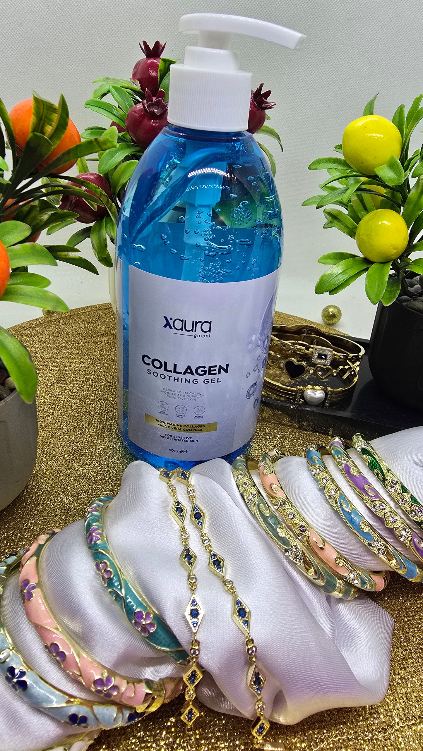 Xaura Global Collagen Beruhigendes Gel 500 ml – 100 % Meeresfisch-Kollagen aus Südkorea