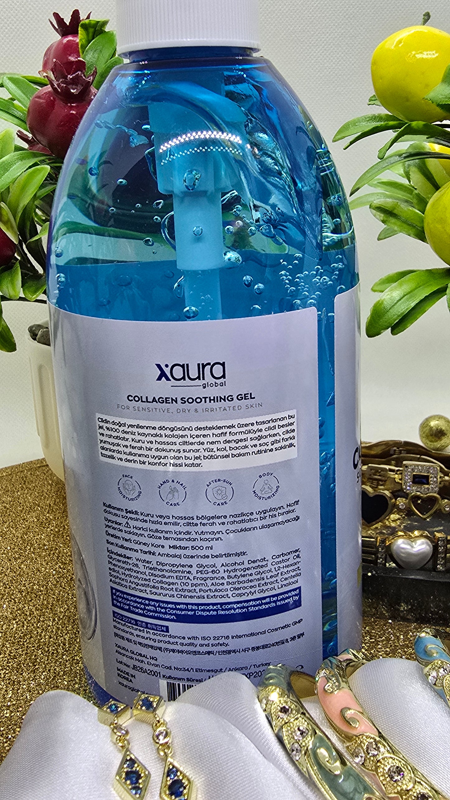 Xaura Global Collagen Beruhigendes Gel 500 ml – 100 % Meeresfisch-Kollagen aus Südkorea