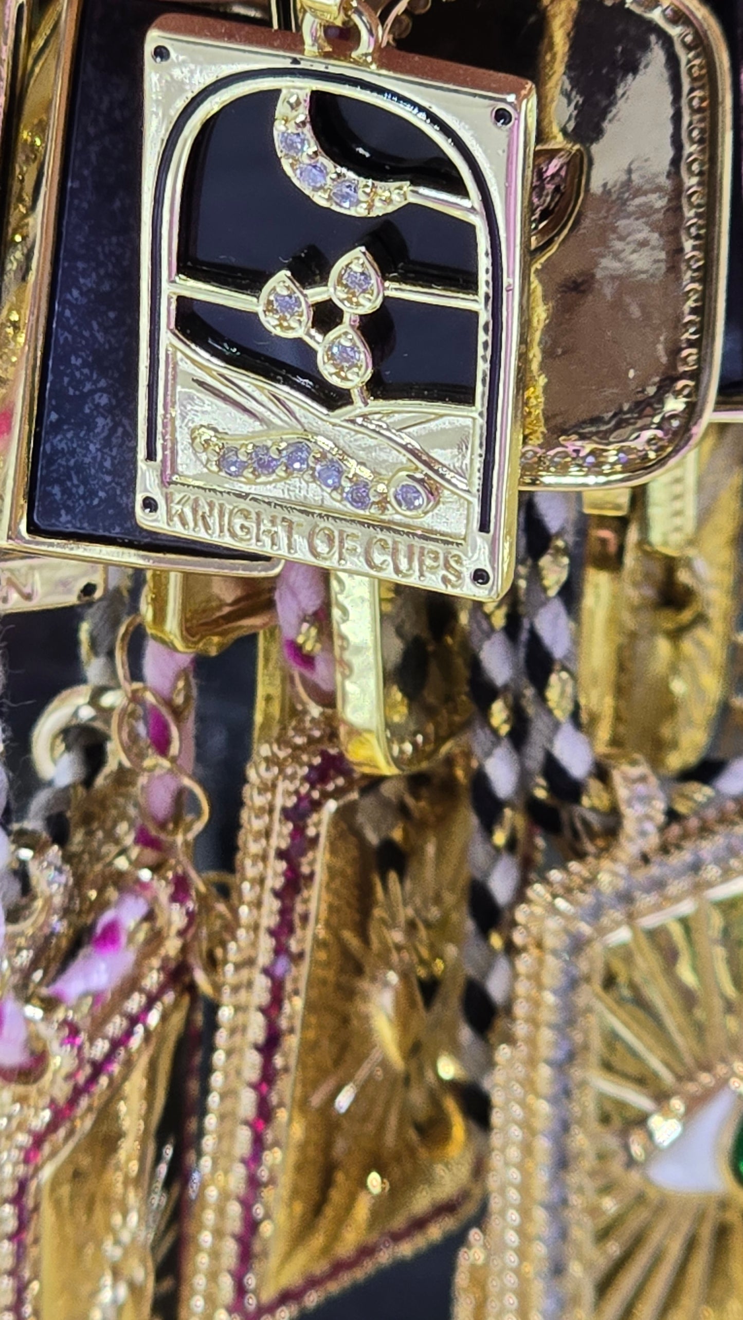 Tarot Karten Charms Halskette 18K Vergoldet – Sonne, Mond & Zodiakzeichen